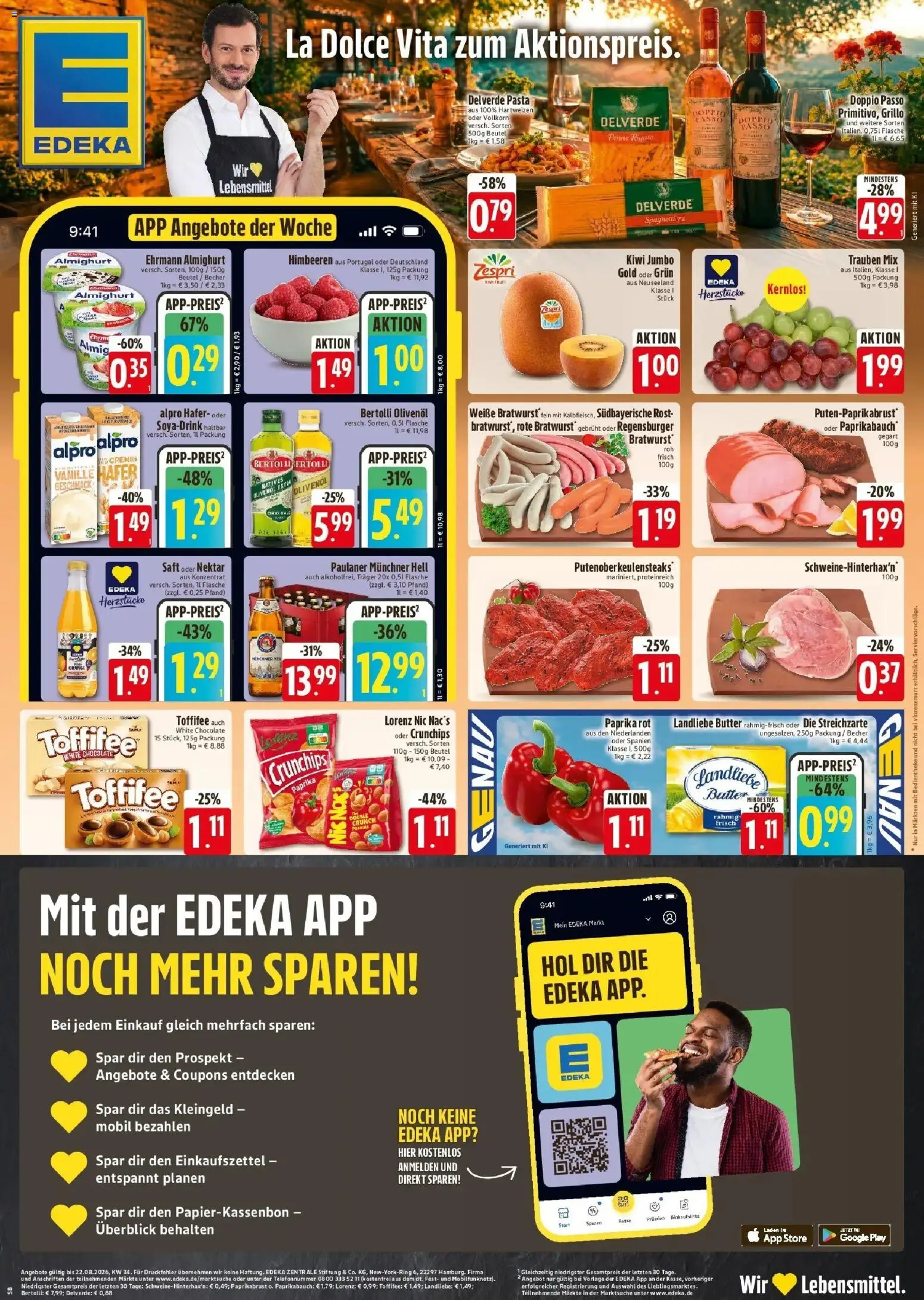Edeka Prospekt Regensburg (ab 20.08.2026) » Angebote Online | Seite: 1 | Produkte: Vanille, Doppio Passo, Saft, Paulaner