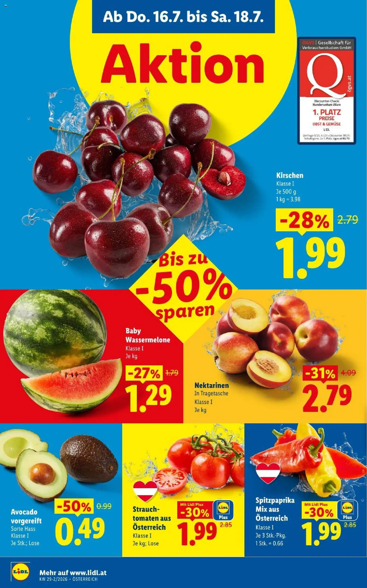 Lidl - Flugblatt gültig ab 16.07.2026 | Seite: 6 | Produkte: Avocado, Gemüse, Obst, Wassermelone