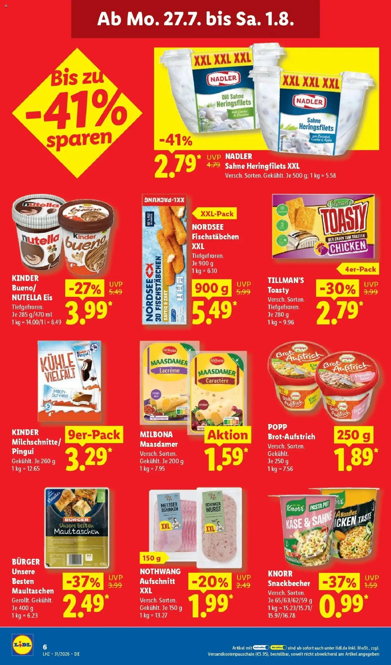 Lidl Prospekt Künzell – gültig ab 27.07.2026 | Seite: 16 | Produkte: Wurst, Brot, Maultaschen, Sahne