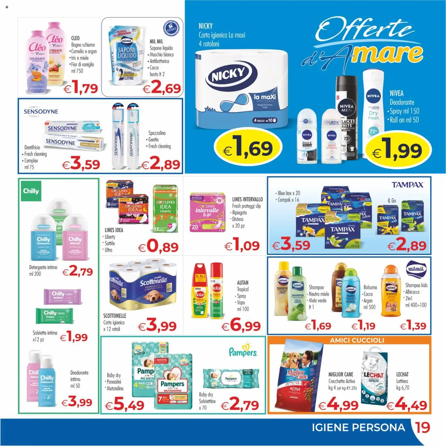 Volantino MerSi Supermercati del 15/07/2026 | Pagina: 19 | Prodotti: Spazzolino, Intimo, Slip, Pampers