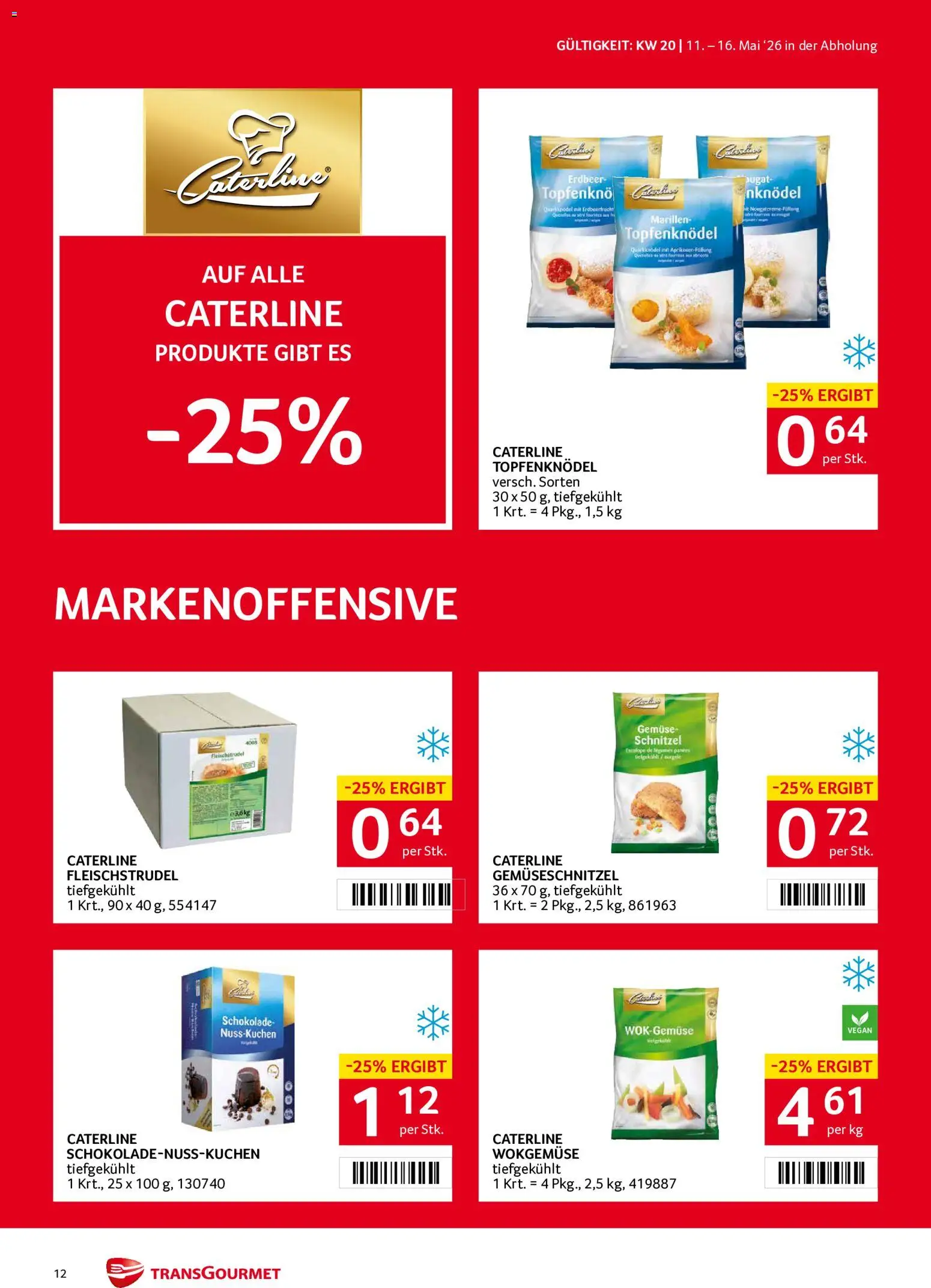 Transgourmet Flugblatt gültig ab 11.05.2026 | Seite: 12 | Produkte: Gemüse, Schokolade