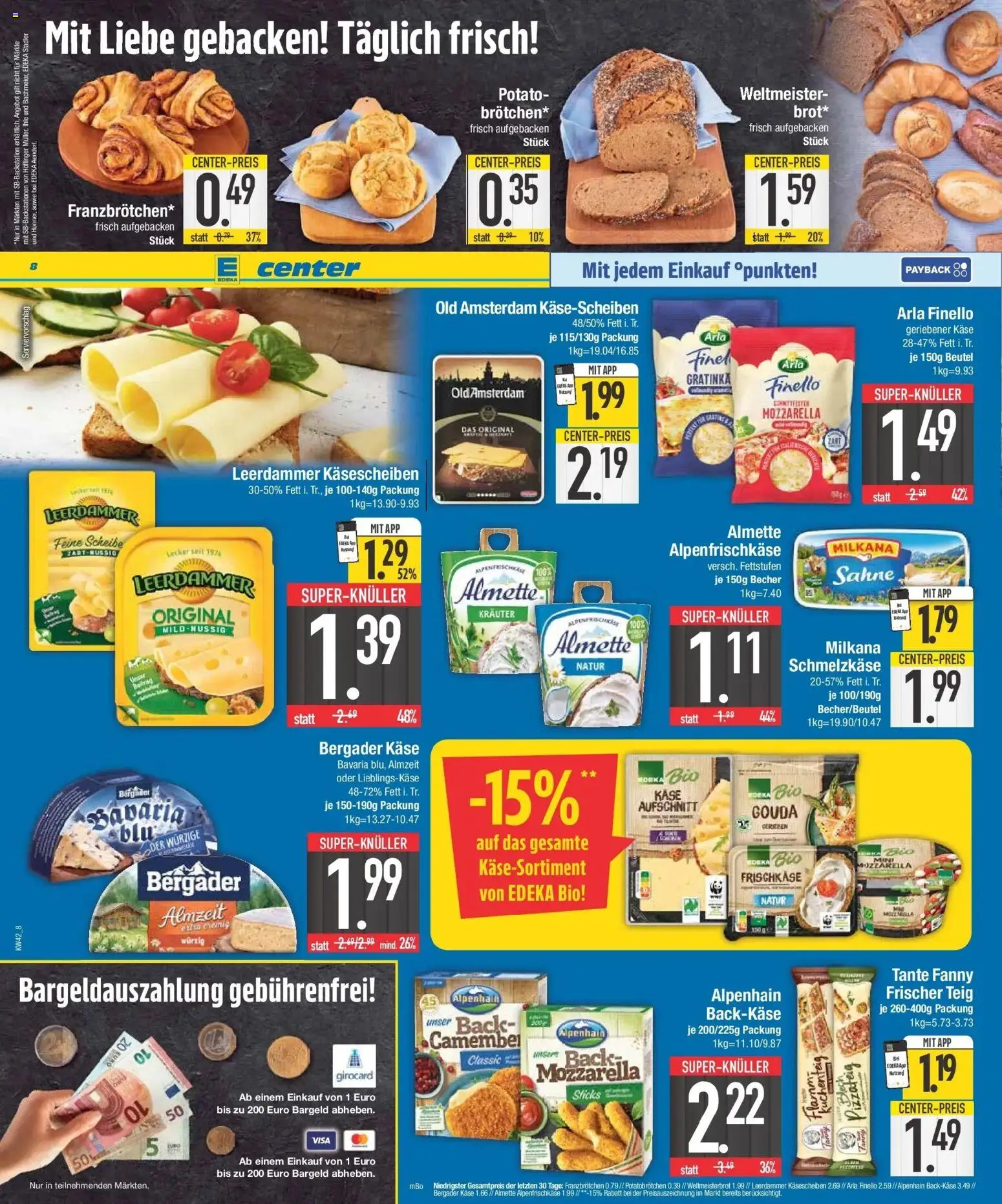E center Prospekt München (ab 12.10.2026) zum Blättern | Seite: 8 | Produkte: Almette, Käse, Mozzarella, Leerdammer