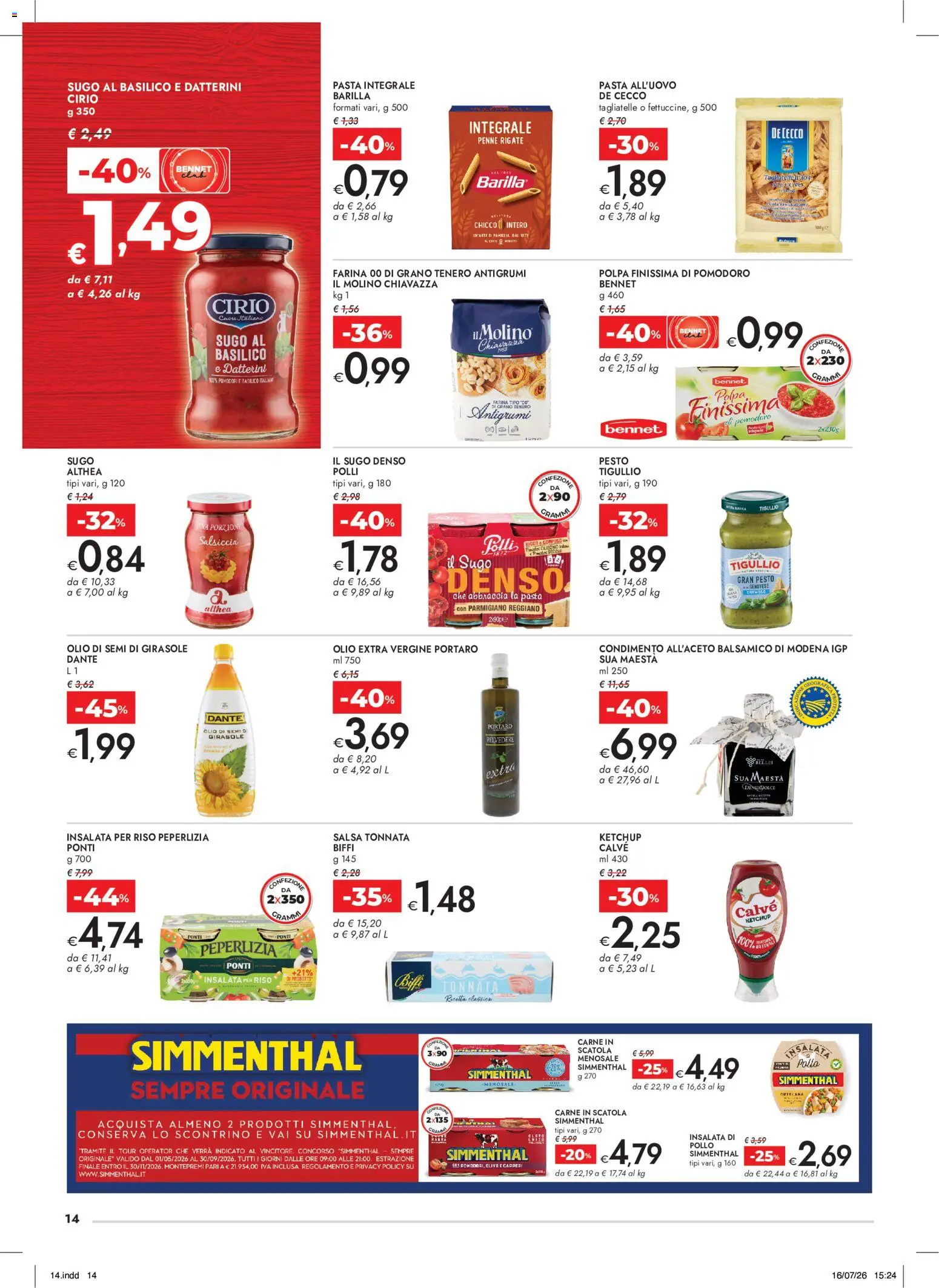 Volantino bennet del 30/07/2026 | Pagina: 14 | Prodotti: Riso, Insalata, Farina, Olio extra vergine