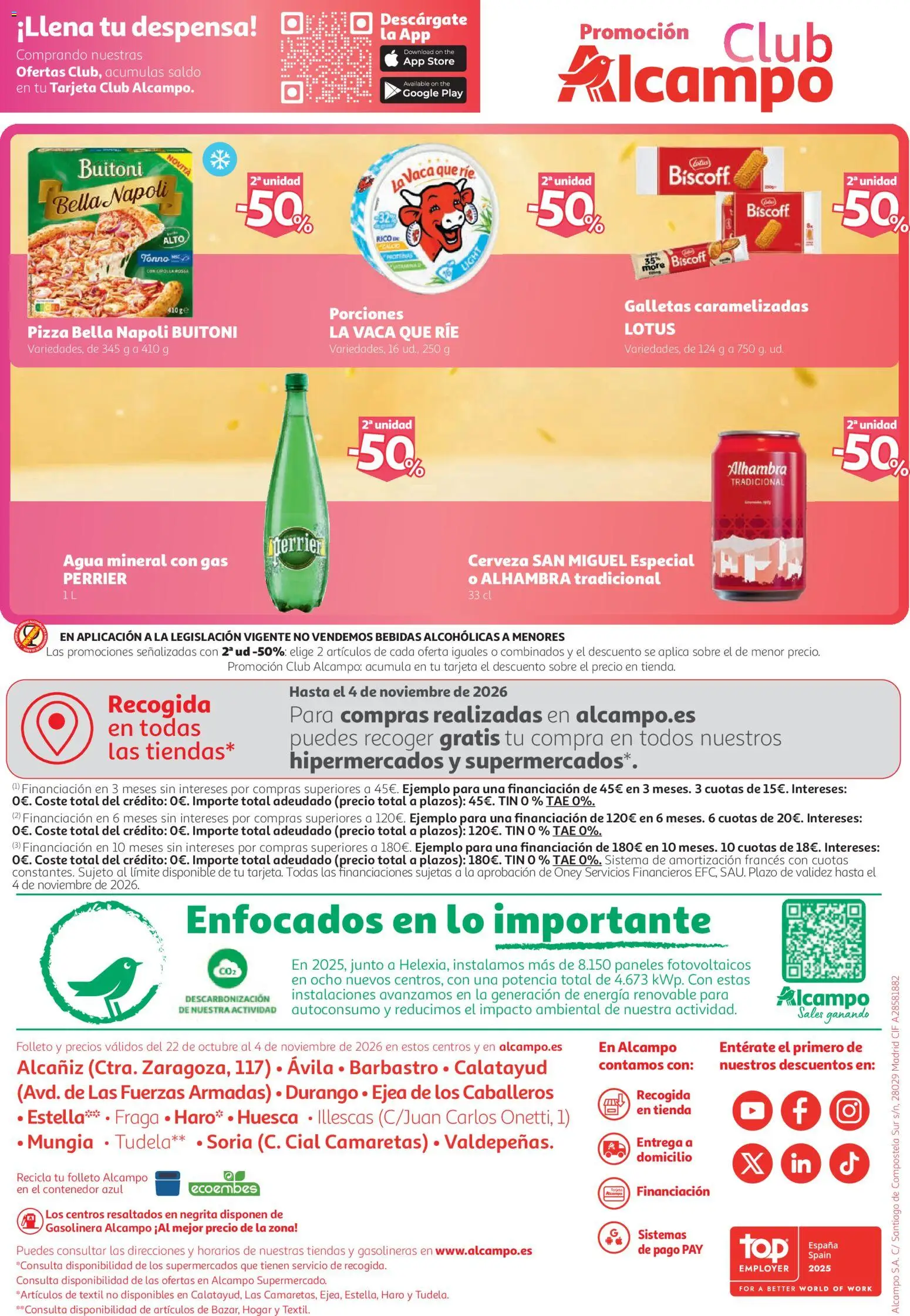 Alcampo SST Grandes Marcas │ válido desde el 22/10/2026 | Página: 20 | Productos: Pizza, Cerveza, Bebidas, Agua mineral