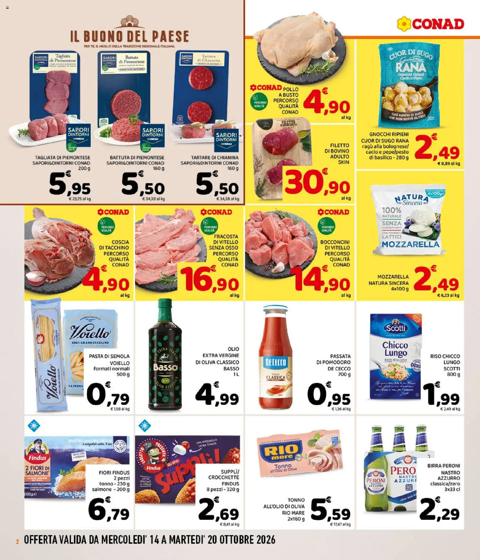 Volantino Conad del 14/10/2026 | Pagina: 2 | Prodotti: Pollo, Filetto, Tacchino, Limoni