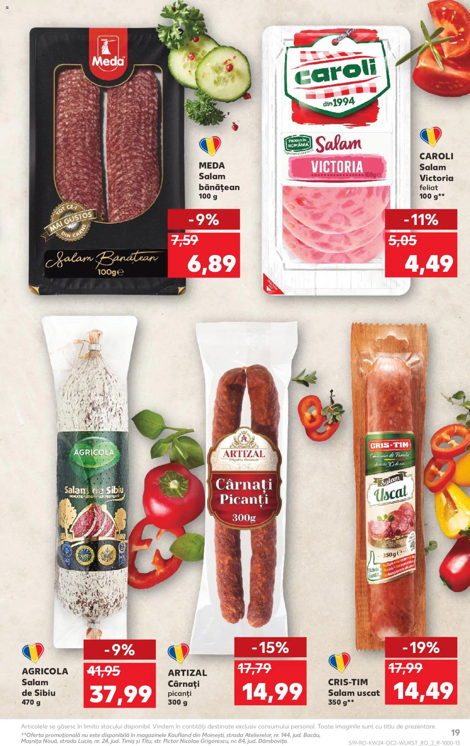 Noul catalog Kaufland – valabil de la 10.06.2026 | Pagină: 19 | Produse: Salam, Cârnați