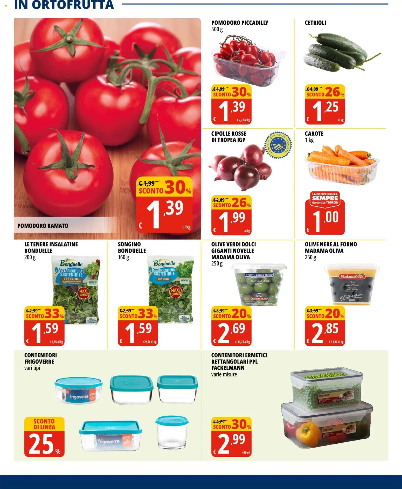 Volantino Tigros del 17.06.2026 | Pagina: 4 | Prodotti: Cipolle, Pomodoro, Olive, Forno