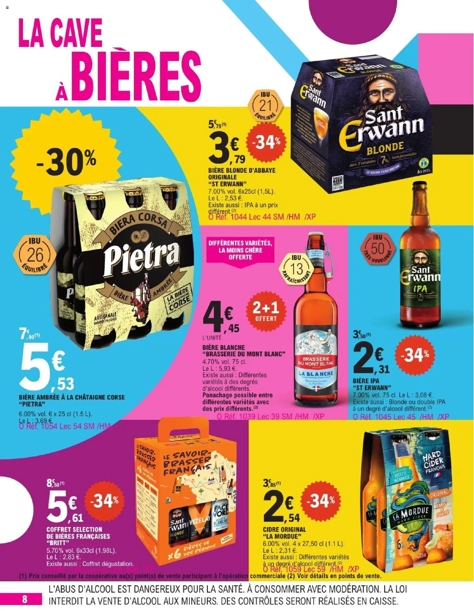 {H1} | Page: 8 | Produits: Bière corse, Bière blonde, Cidre, Céréales