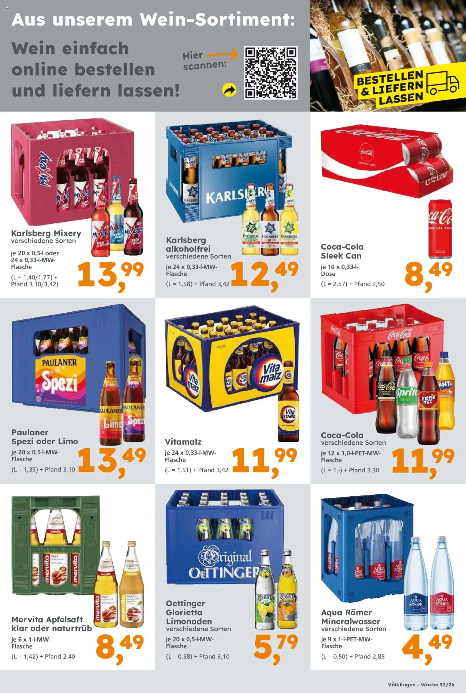 Globus Baumarkt Prospekt Saarbrücken – gültig ab 03.08.2026 | Seite: 15 | Produkte: Apfelsaft, Mineralwasser, Mixery, Wein
