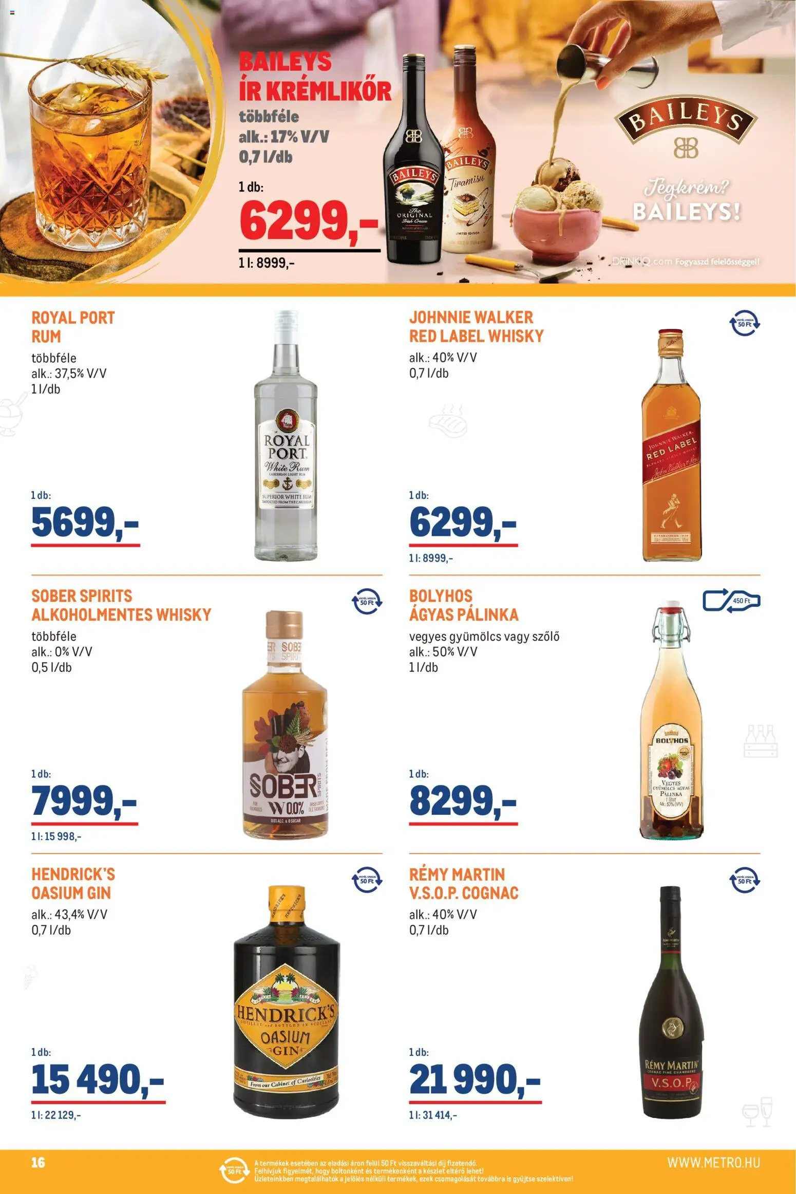 Metro akciós ujság - amely érvényes a következő dátumtól: 2026.07.01. | Oldal: 16 | Termékek: Krémlikőr, Gin, Whisky, Jégkrém