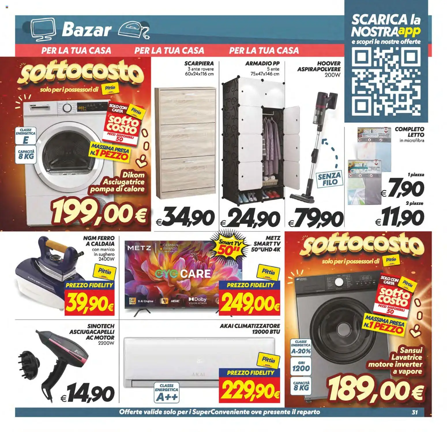 Volantino SuperConveniente del 13/10/2026 | Pagina: 31 | Prodotti: Climatizzatore, Caldaia, Scarpiera, Presa