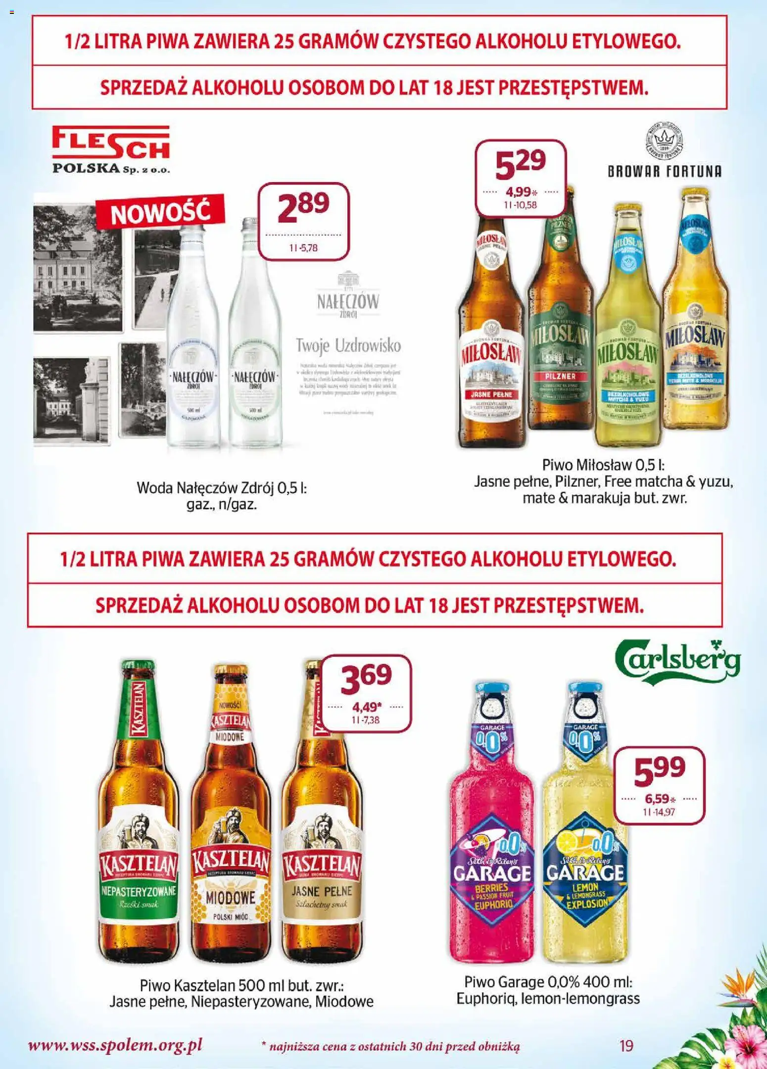 Społem gazetka od 01.07.2026 | Strona: 19 | Produkty: Miód, Piwo, Woda