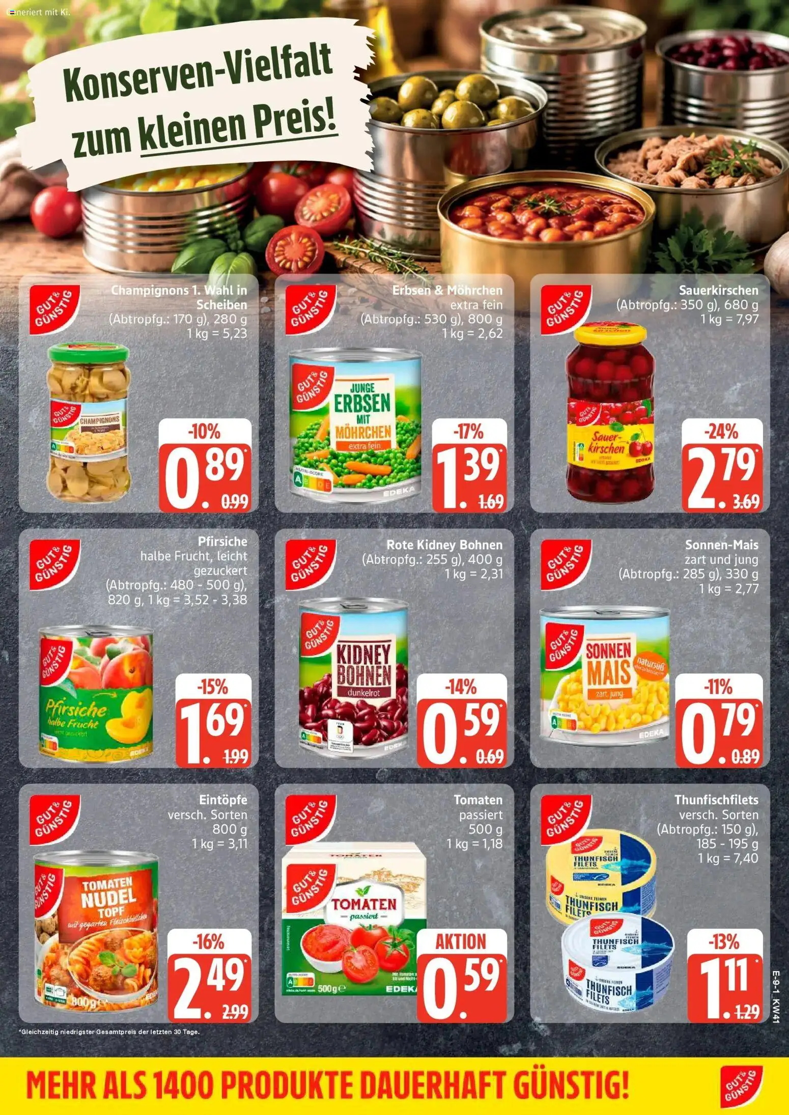 Edeka Prospekt Husum (ab 05.10.2026) » Angebote Online | Seite: 11 | Produkte: Thunfisch, Kirschen, Champignons, Erbsen