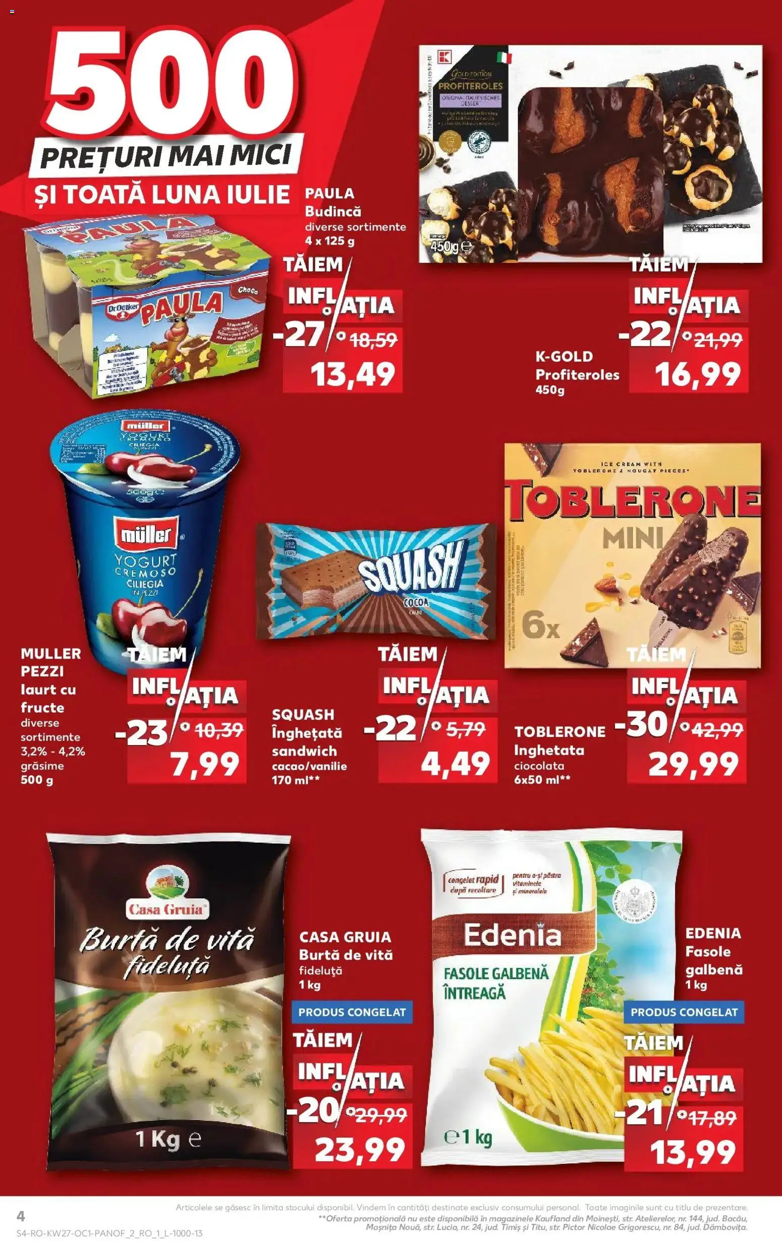 Noul catalog Kaufland – valabil de la 01.07.2026 | Pagină: 4 | Produse: Budincă, Ciocolată, Înghețată, Fructe