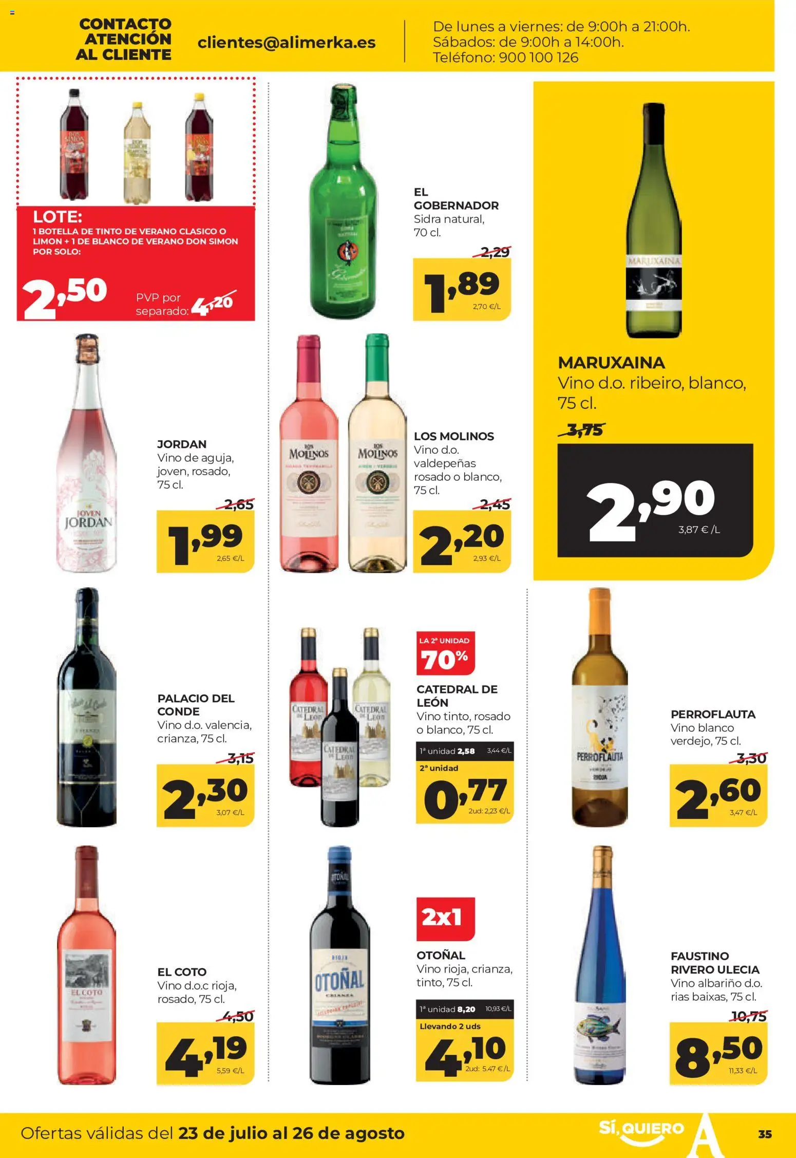 Alimerka folleto Asturias │ válido desde el 23/07/2026 | Página: 35 | Productos: Vino, Teléfono
