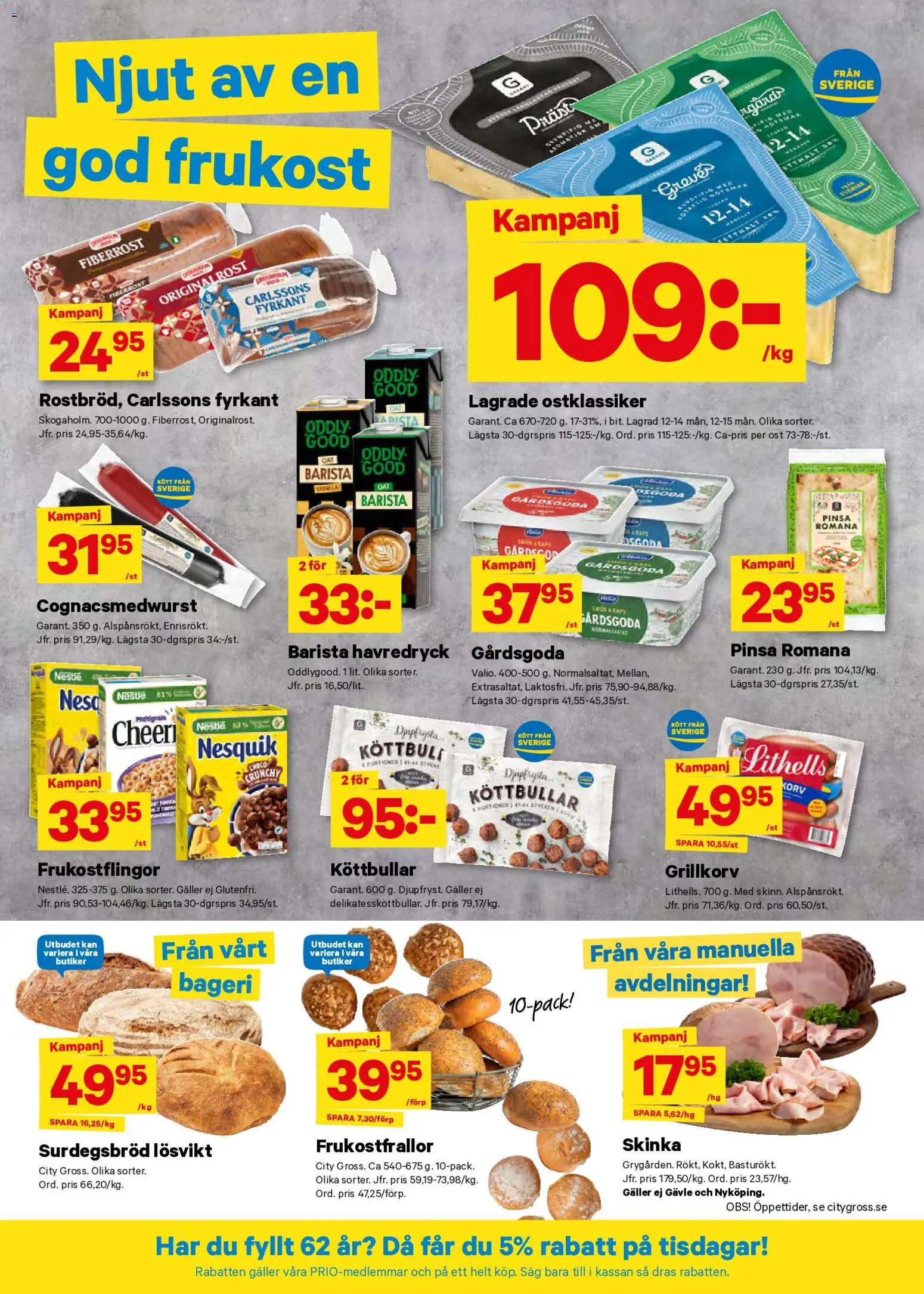 City Gross reklamblad aktuell från 01.06.2026 | Sida: 9 | Produkter: Bageri, Grillkorv, Smör, Ost