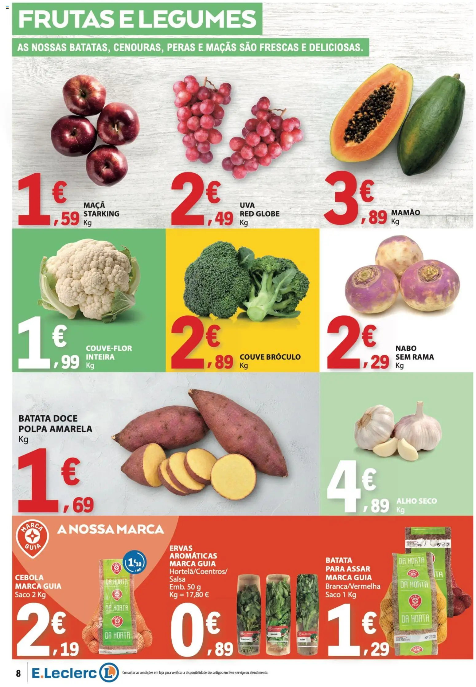 E.Leclerc folheto │ válido de 29/10/2026 | Página: 8 | Produtos: Salsa, Hortelã, Cebola, Mamão