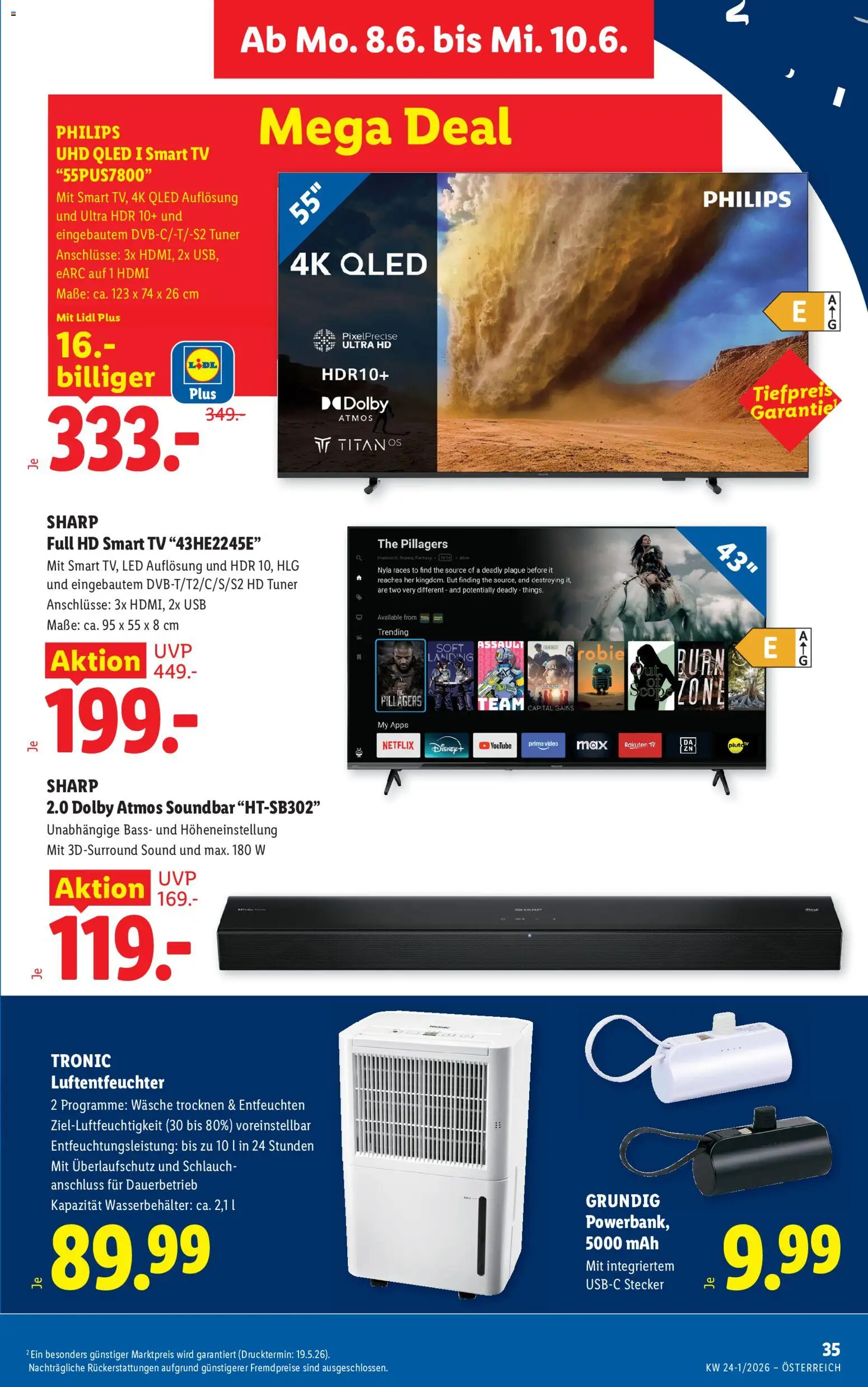 Lidl Flugblatt - Oberpullendorf, Güssing, Oberwart gültig ab 03.06.2026 | Seite: 40 | Produkte: TV, USB