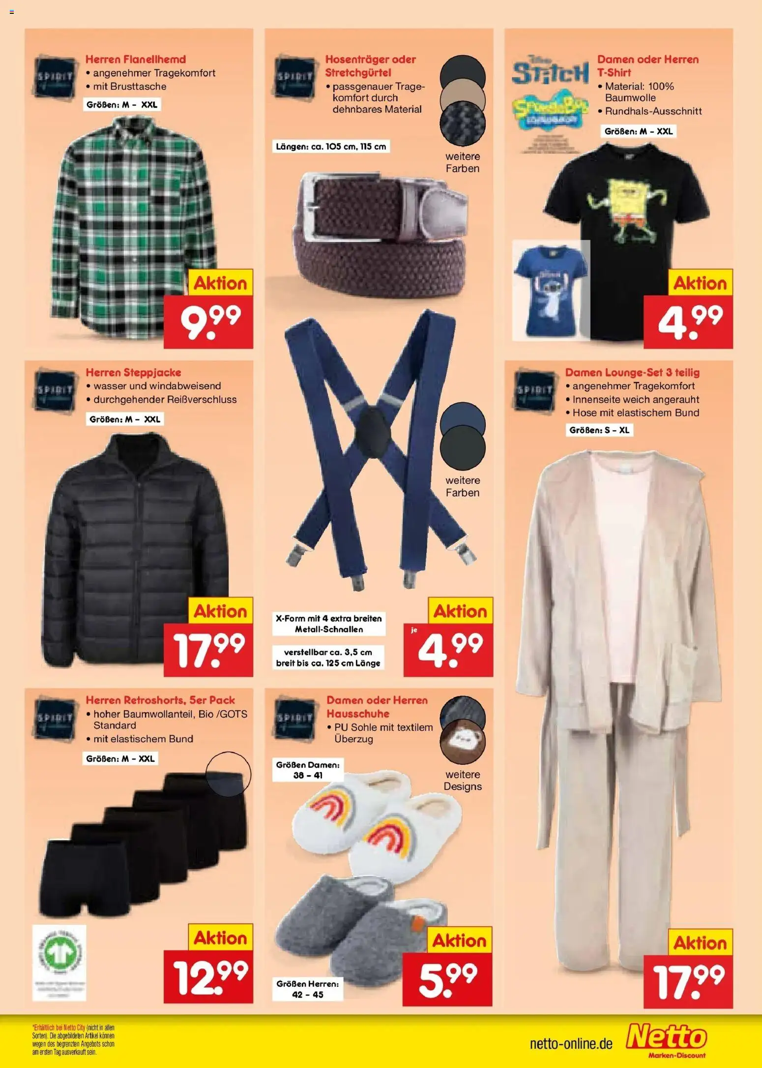 Netto Marken-Discount Prospekt Hamburg – gültig ab 28.09.2026 | Seite: 43 | Produkte: Steppjacke, Wasser, Hose, Hausschuhe