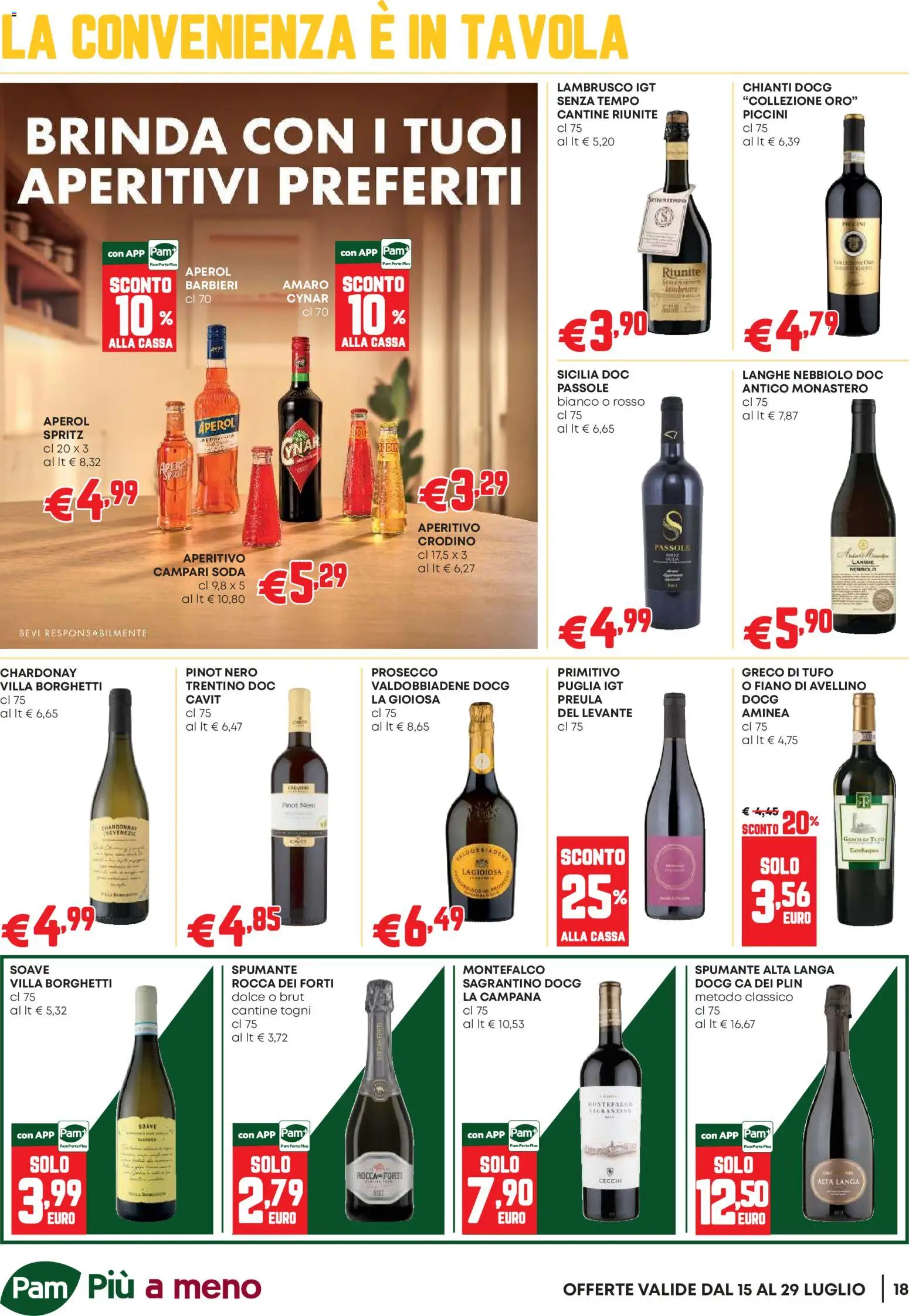 Volantino PAM del 16/07/2026 | Pagina: 18 | Prodotti: Spumante, Aperol, Amaro, Aperitivo