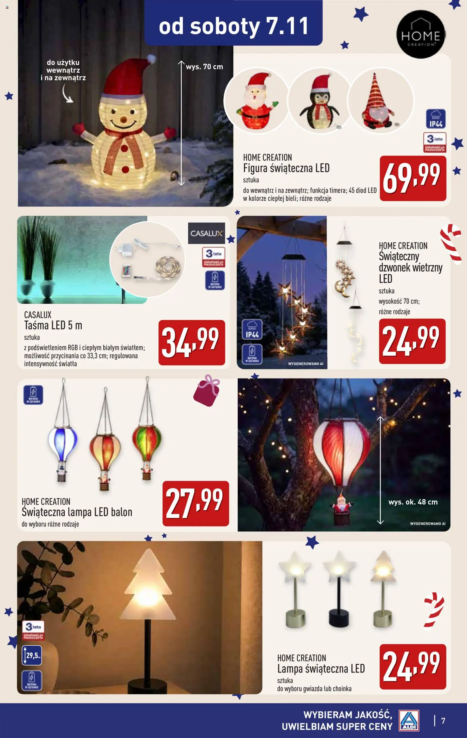 Aldi gazetka - Katalog dekoracyjny od 28.10.2026 | Strona: 7 | Produkty: Choinka, Lampa, Lampa led, Taśma LED