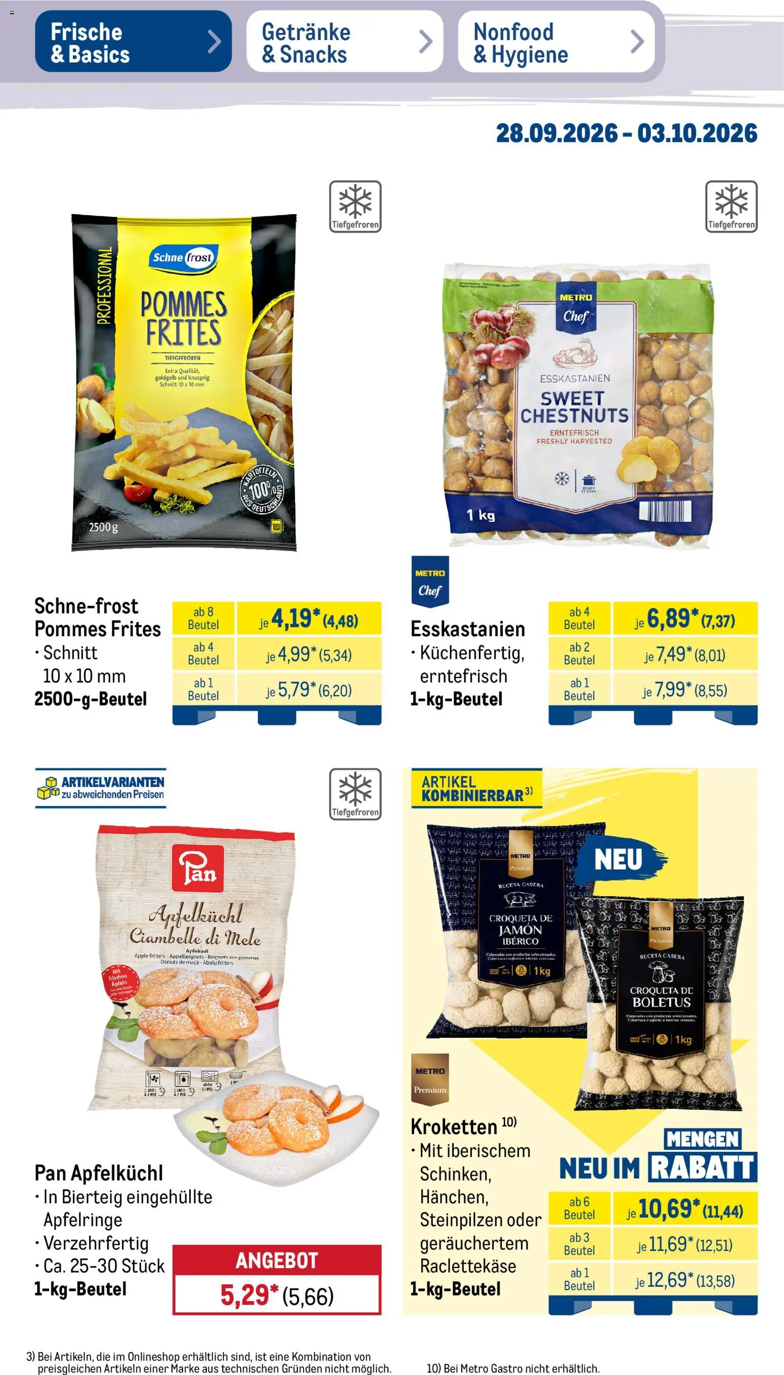 Metro NonFood-Angebote – gültig ab 28.09.2026 | Seite: 44 | Produkte: Raclettekäse, Pommes, Apple, Donuts