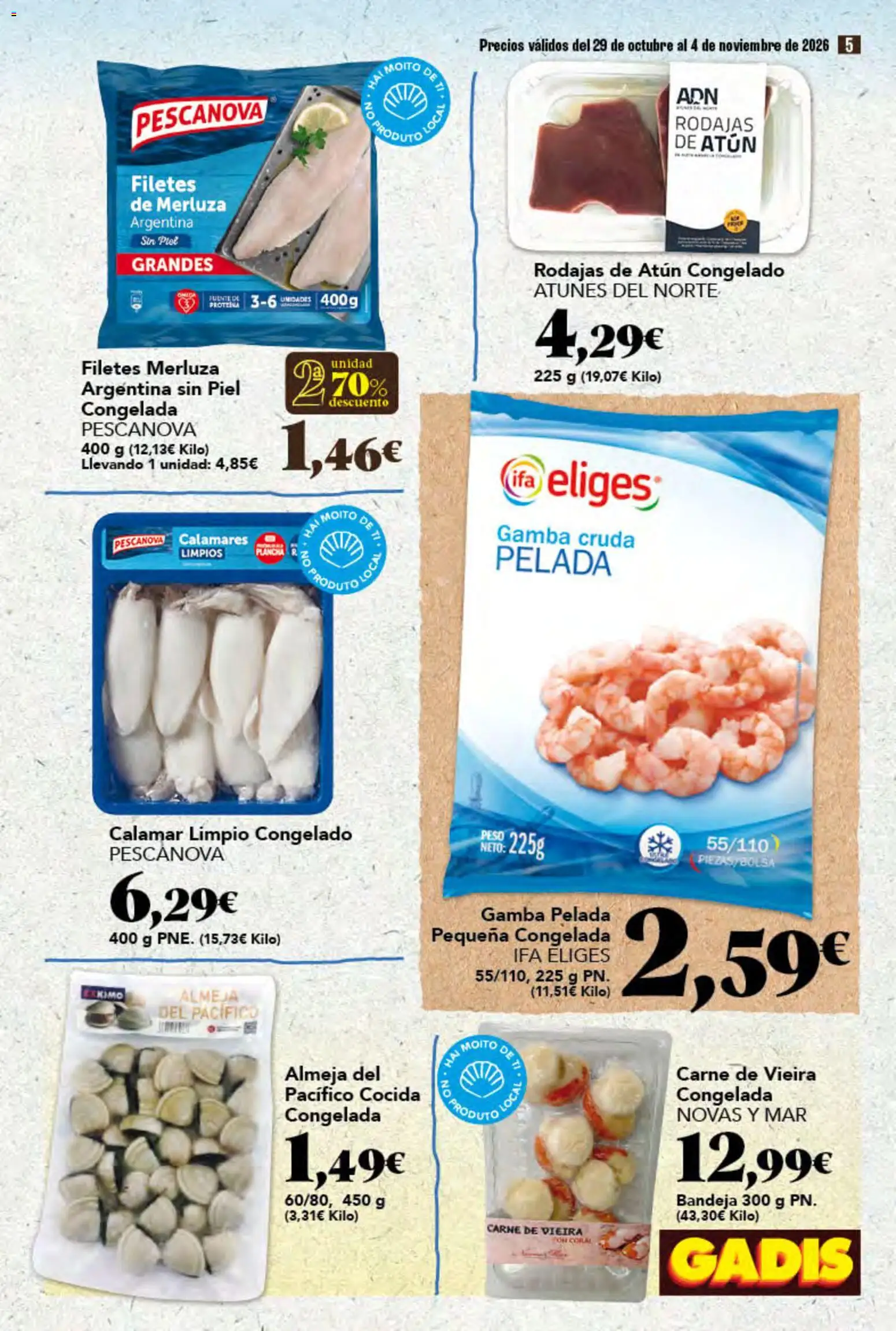 Gadis folleto │ válido desde el 29/10/2026 | Página: 5 | Productos: Calamares, Atún, Plancha, Gamba