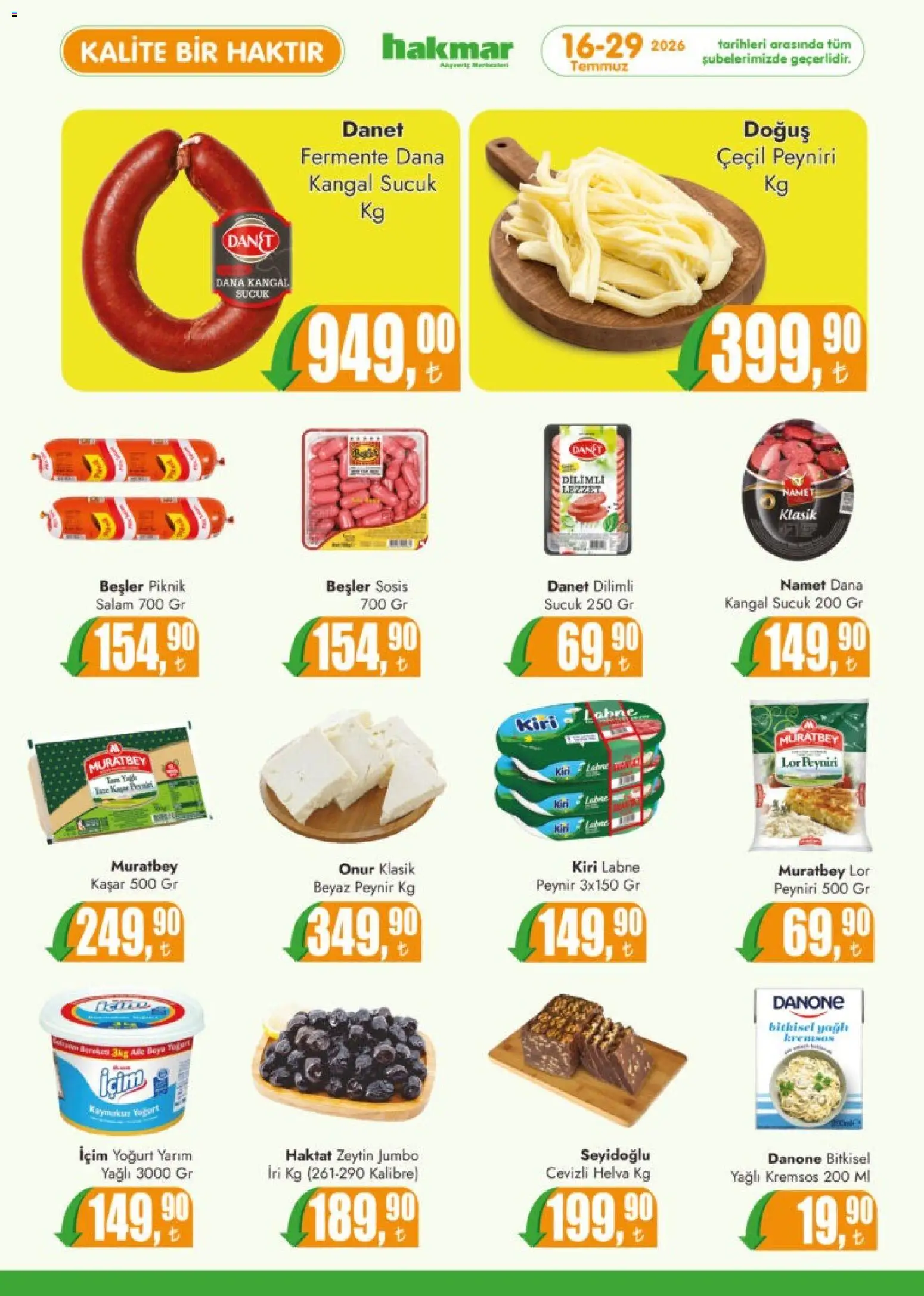 Hakmar Katalog - 16 Temmuz 2026 tarihinden itibaren geçerlidir | Sayfa: 2 | Ürünler: Yoğurt, Salam, Sosis, Zeytin