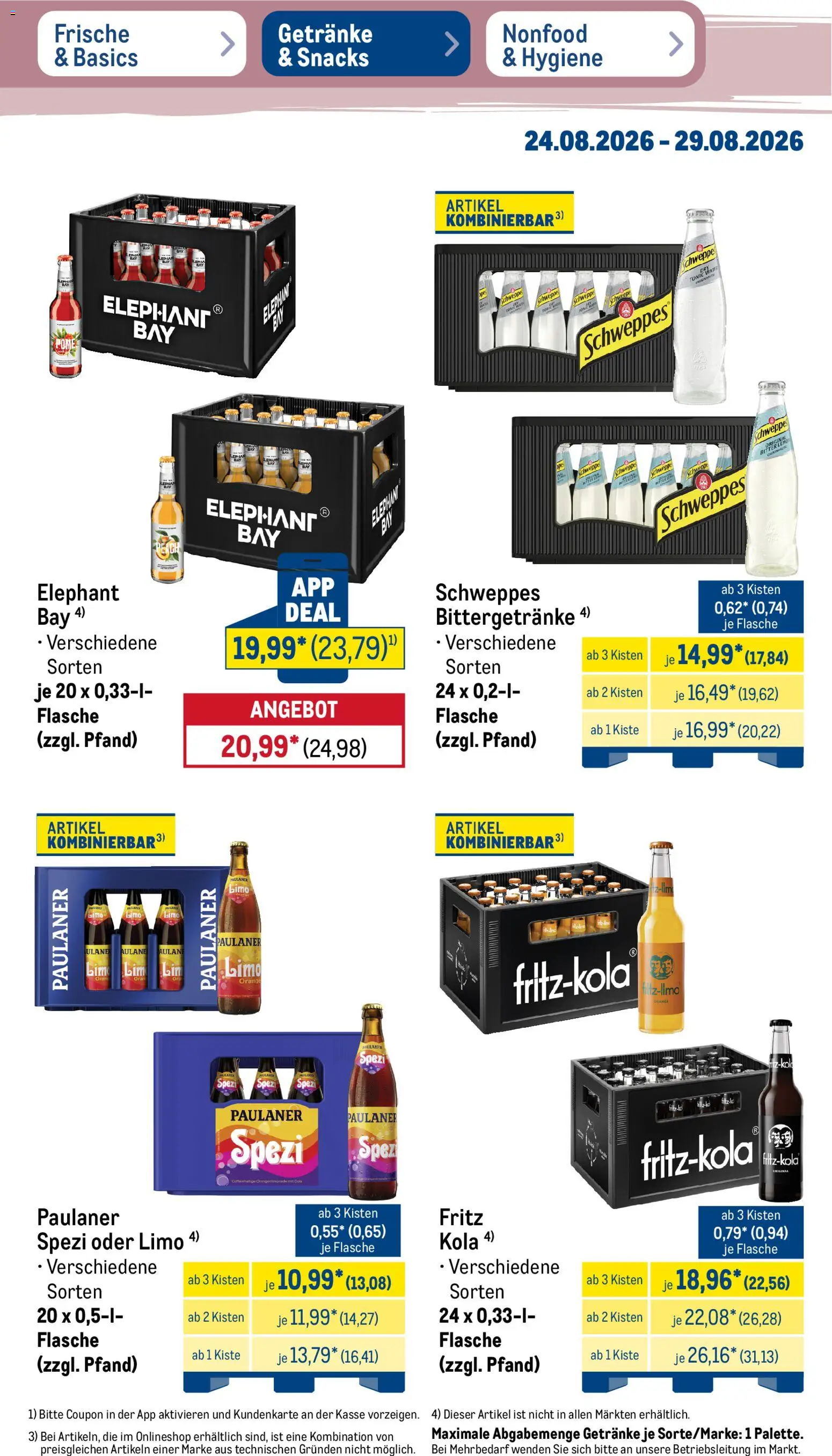 Metro Prospekt – gültig ab 24.08.2026 | Seite: 27 | Produkte: Cola, Paulaner spezi, Schweppes, Paulaner