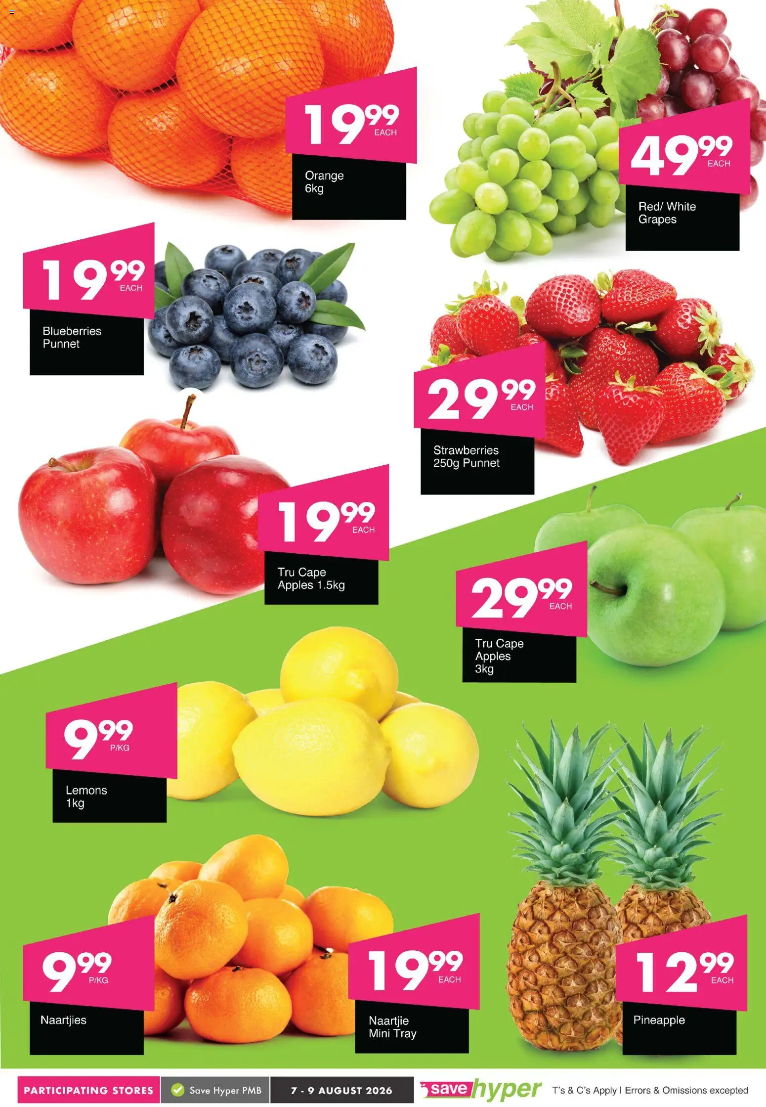 New Save catalogue – valid from 07/08/2026 | Page: 6 | Products: Tray, Pineapple, Strawberries, Grapes
