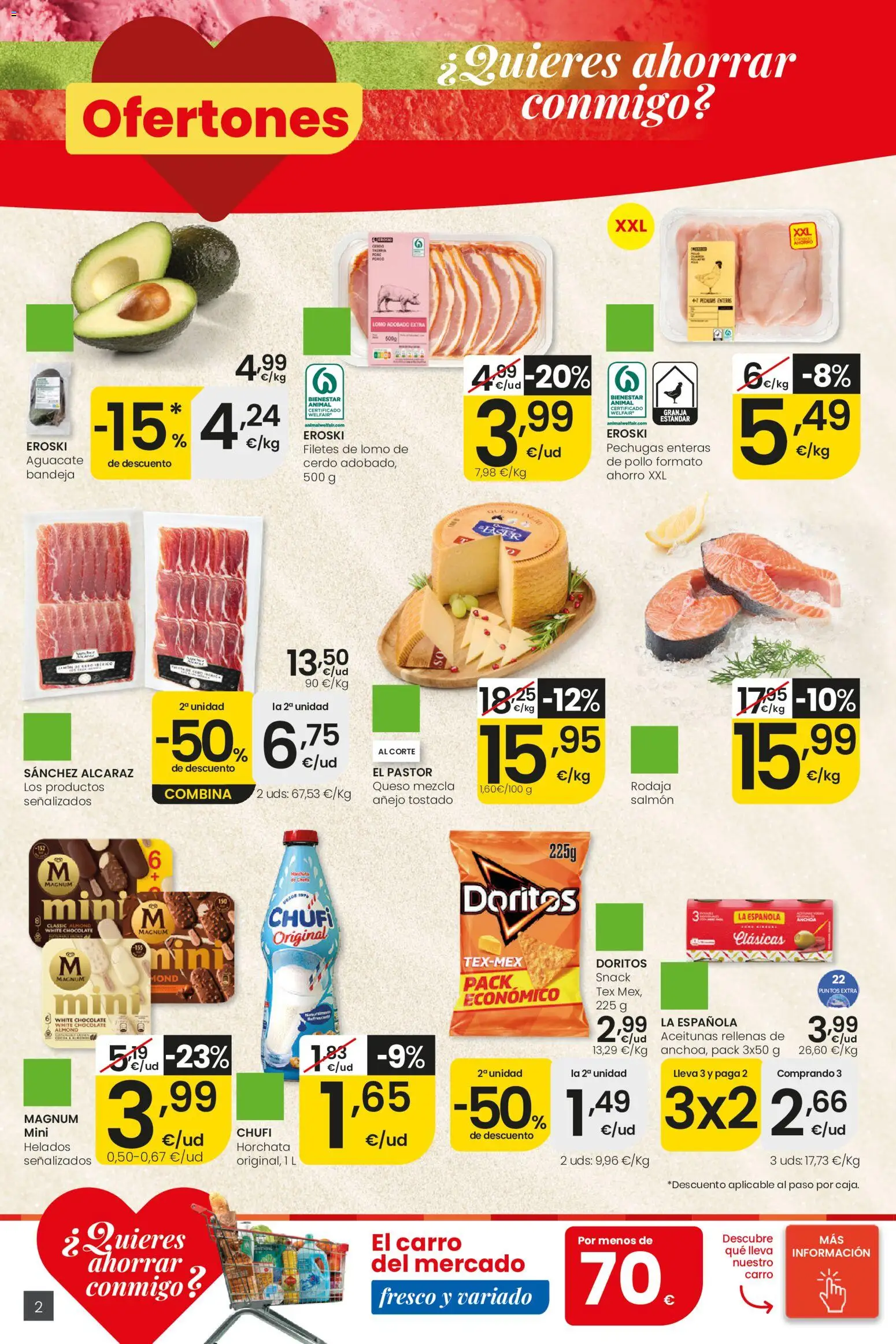 Eroski Ofertones de verano │ válido desde el 11.06.2026 | Página: 2 | Productos: Queso, Chocolate, Cerdo, Bandeja