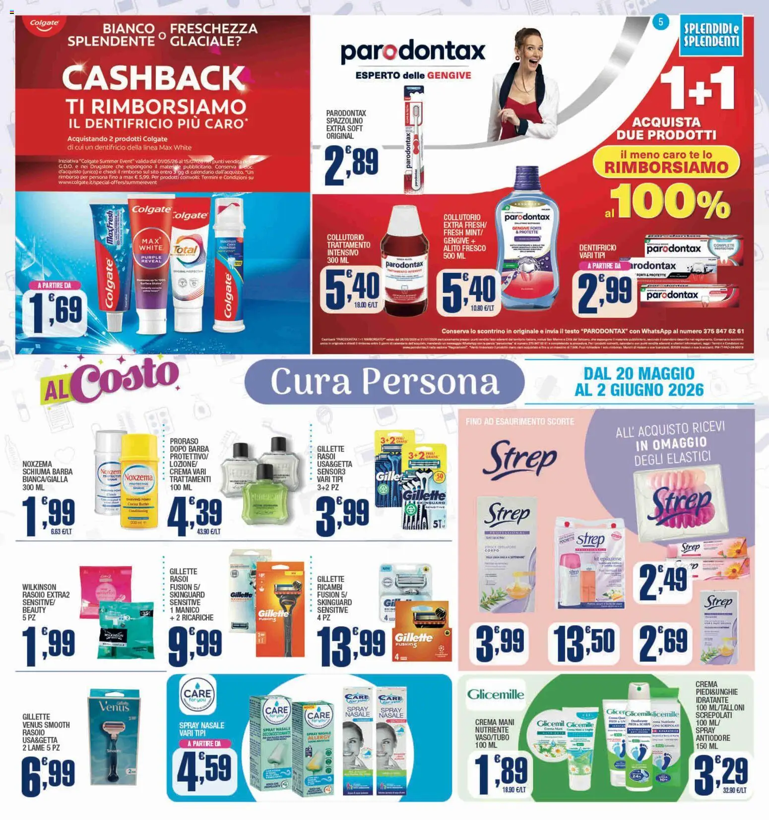 Volantino Splendidi e Splendenti del 20.05.2026 | Pagina: 5 | Prodotti: Crema, Rasoio, Collutorio, Elastici
