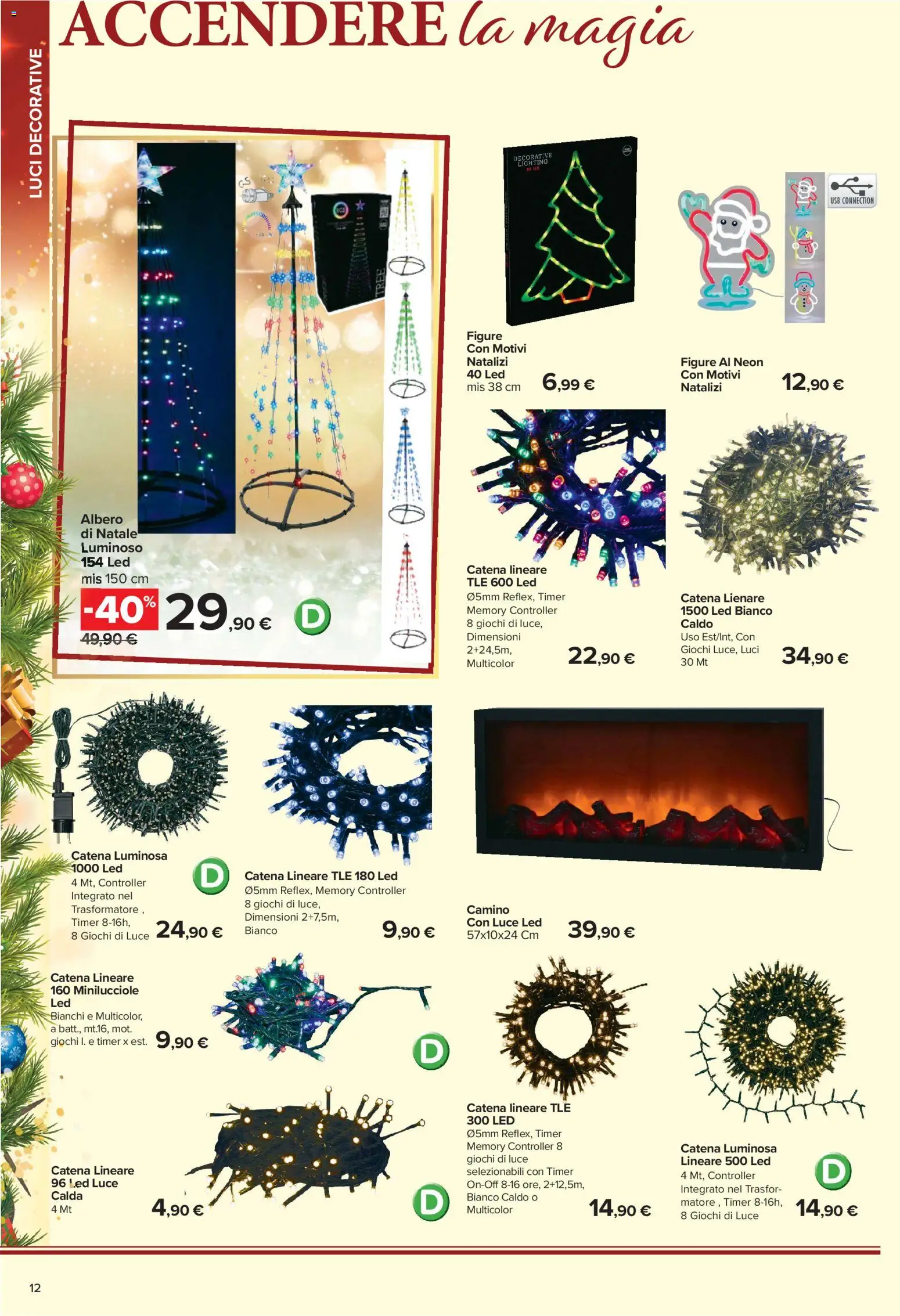 Volantino Carrefour del 02/11/2026 | Pagina: 12 | Prodotti: Albero di natale, USB, Luce LED