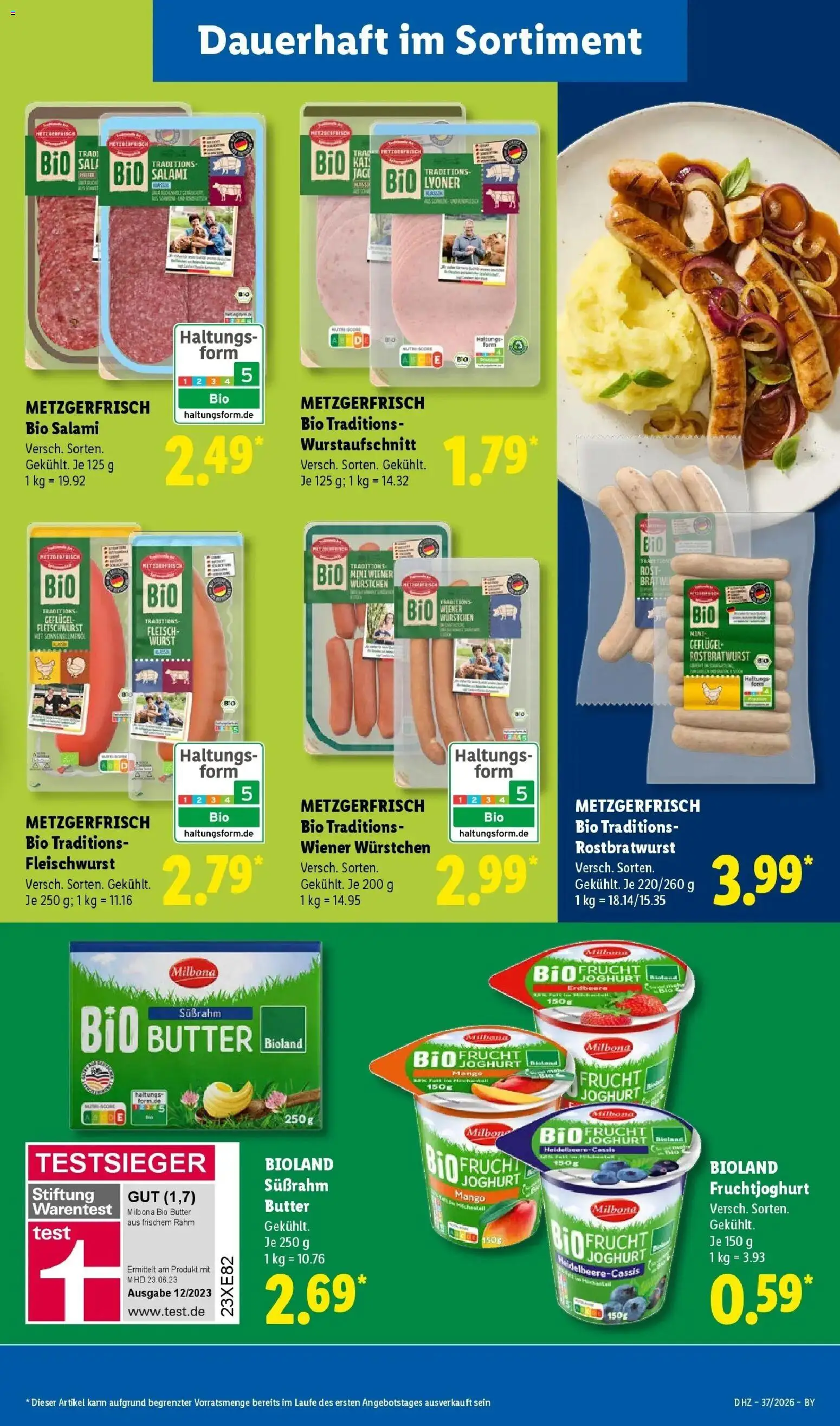 Lidl Prospekt Hof-innenstadt (ab 07.09.2026) zum Blättern » Angebote | Seite: 23 | Produkte: Butter, Joghurt, Mango, Salami