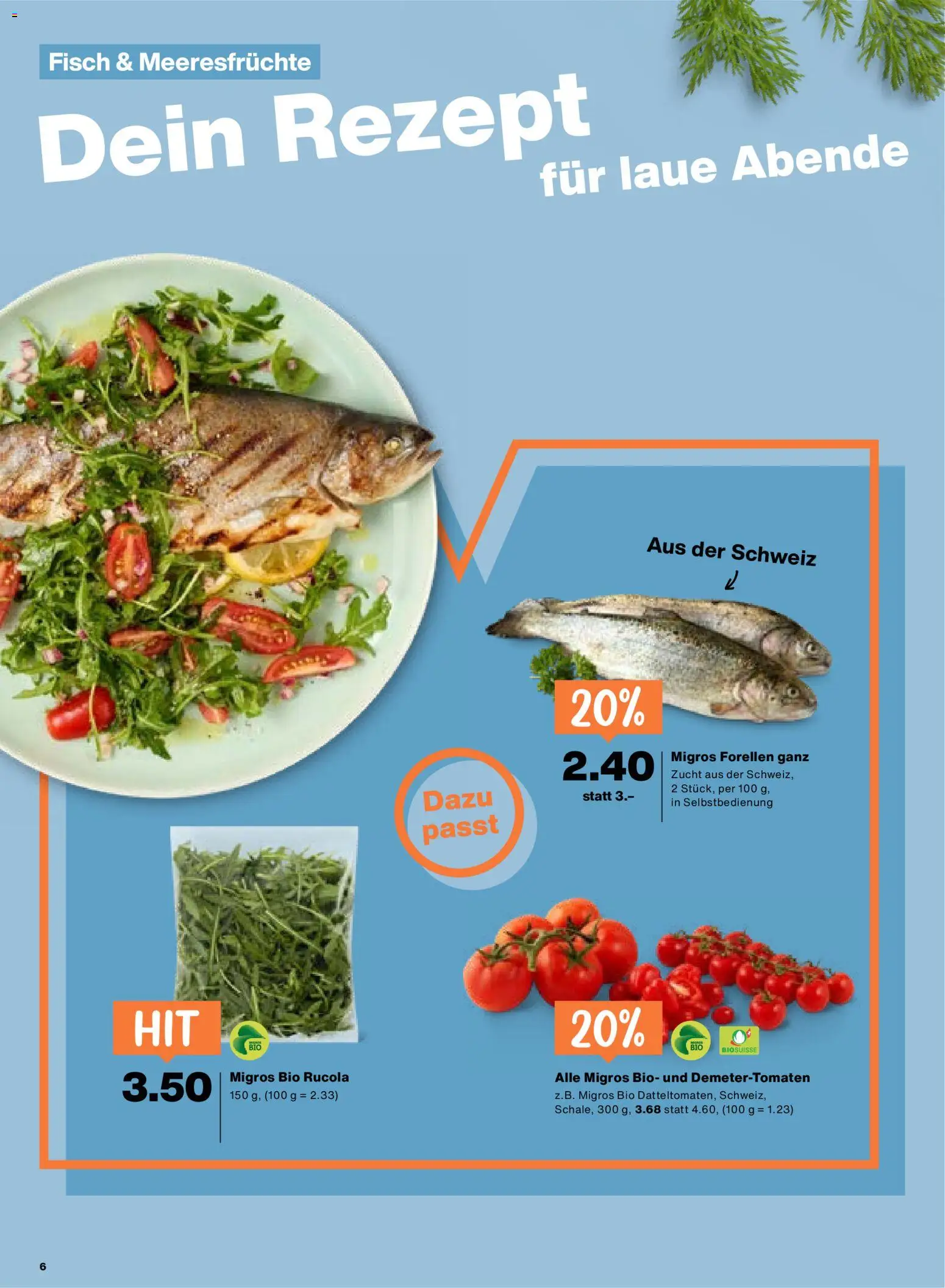 Migros aktionen – gültig ab 30.07.2026 | Seite: 6 | Produkte: Rucola, Fisch, Meeresfrüchte