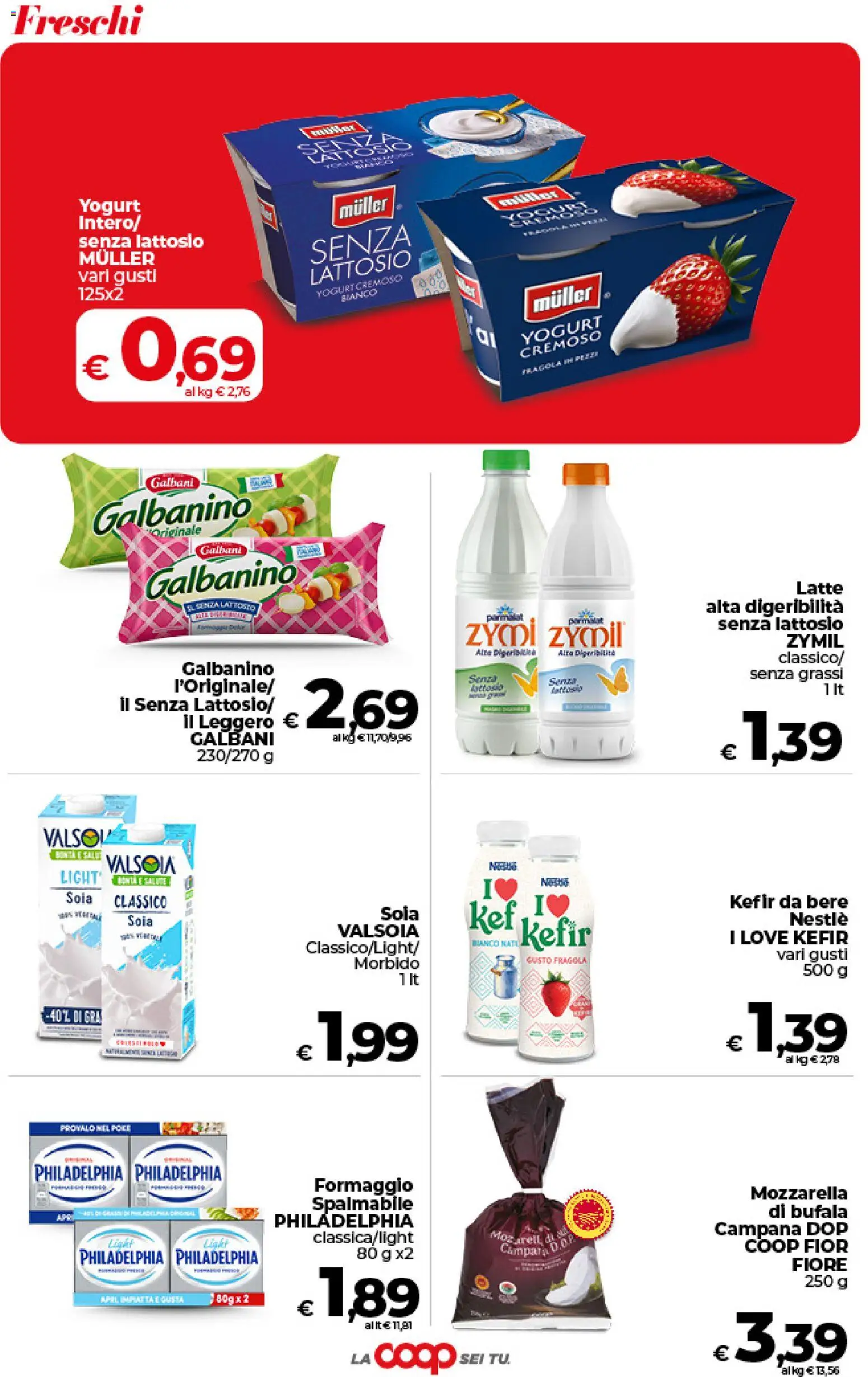 Volantino COOP del 09.06.2026 | Pagina: 13 | Prodotti: Yogurt, Mozzarella, Latte, Formaggio
