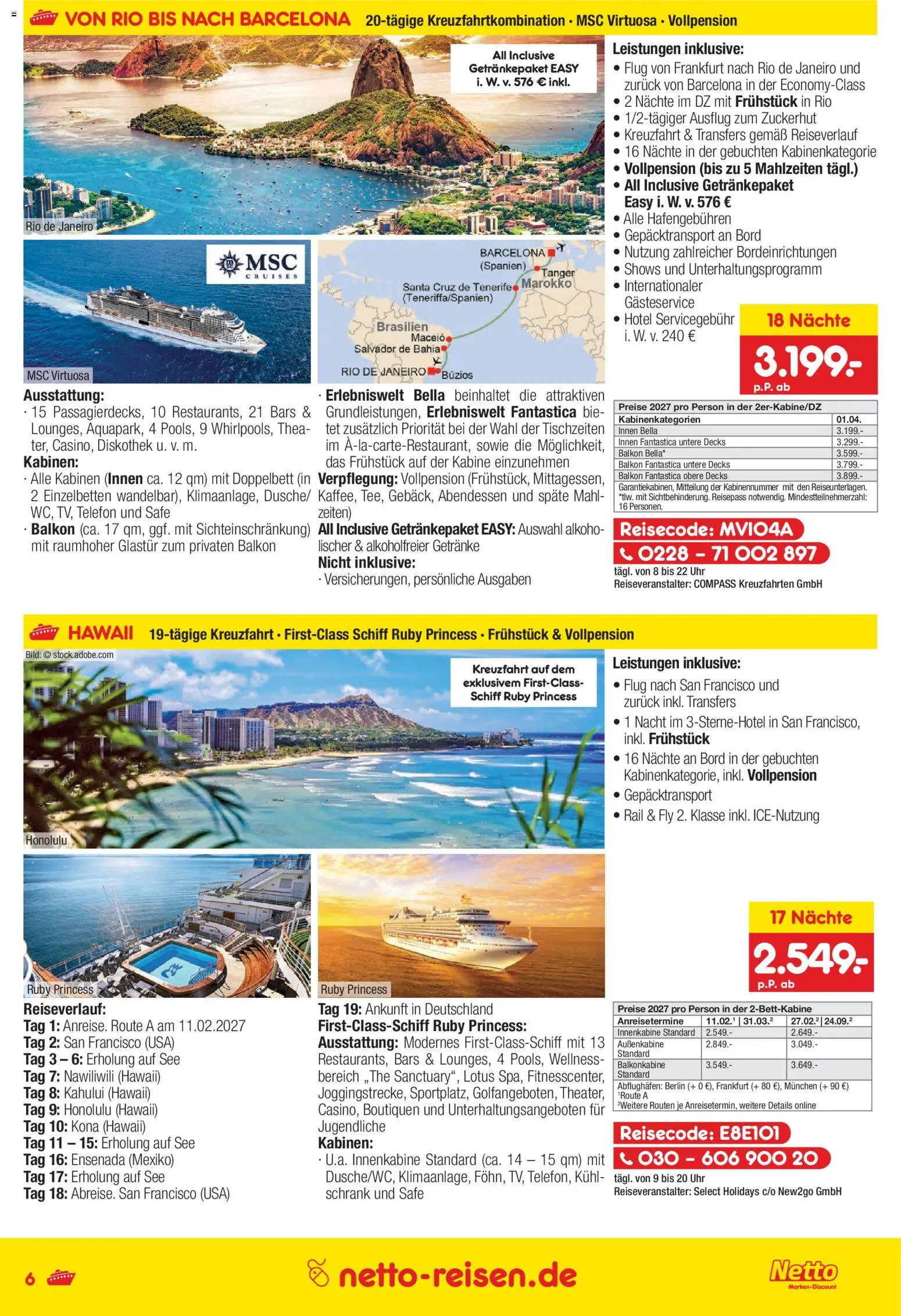 Netto Reisen Prospekt – gültig ab 01.10.2026 | Seite: 6 | Produkte: Doppelbett, Schrank, Telefon, Uhr