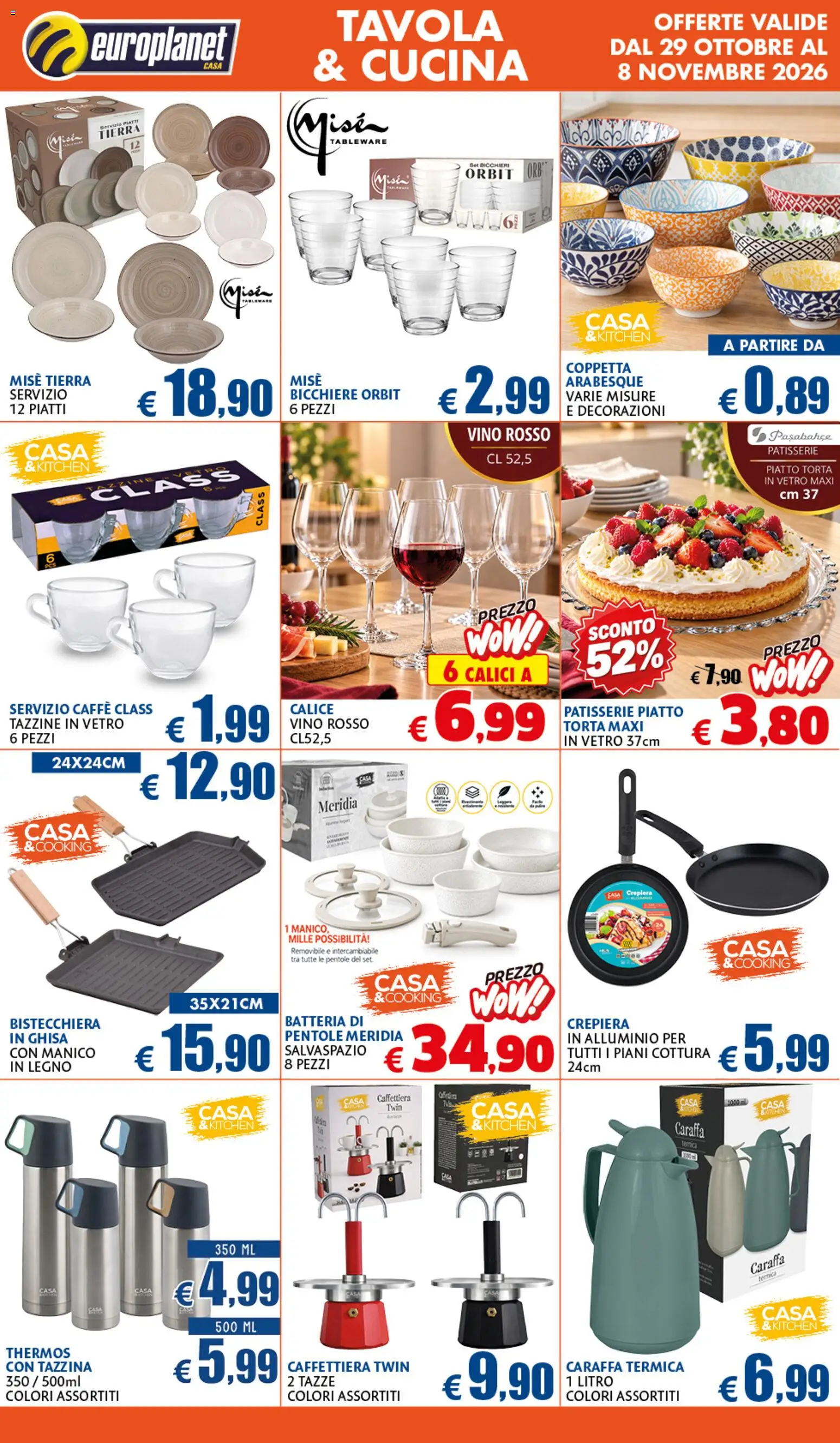 Volantino Europlanet Casa del 29/10/2026 | Pagina: 11 | Prodotti: Caffè, Bicchiere, Torta, Alluminio