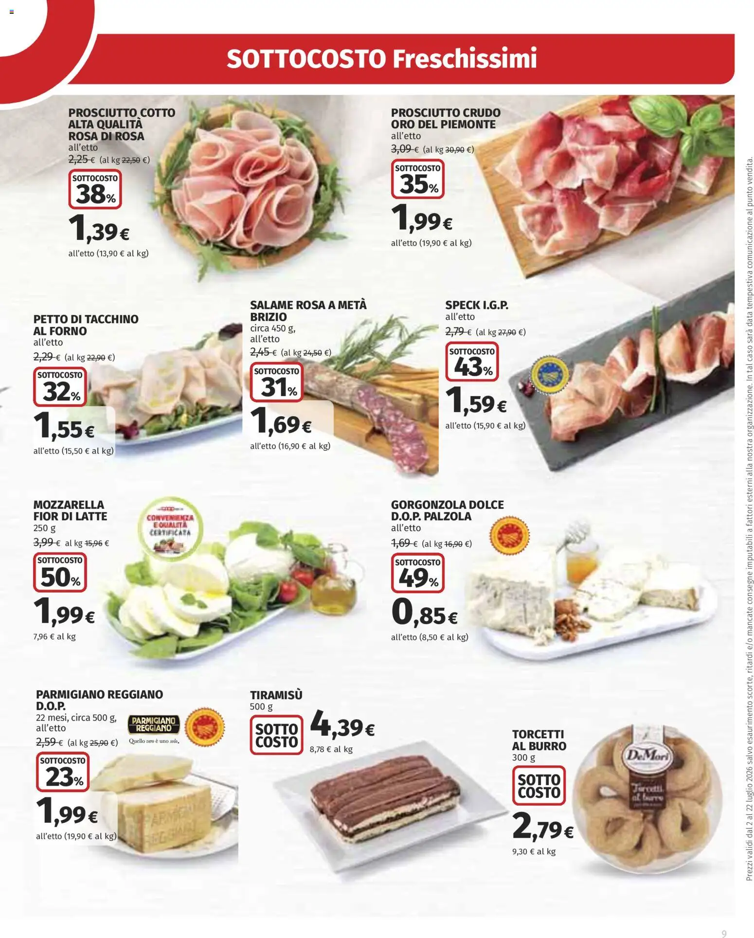 Volantino COOP del 02/07/2026 | Pagina: 9 | Prodotti: Prosciutto Crudo, Mozzarella, Burro, Data