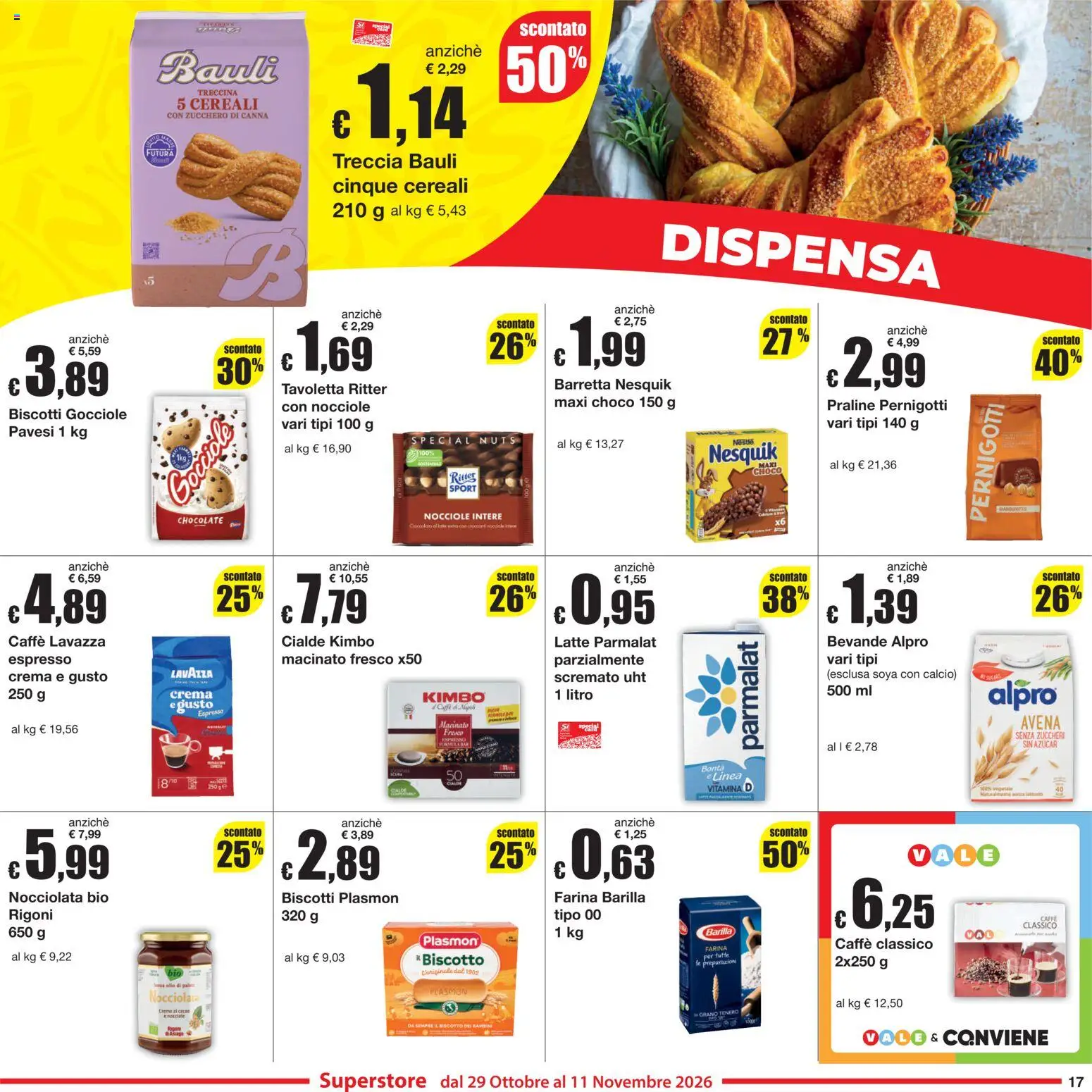 Volantino Sì con Te del 29/10/2026 | Pagina: 17 | Prodotti: Cereali, Zucchero, Barretta, Cialde