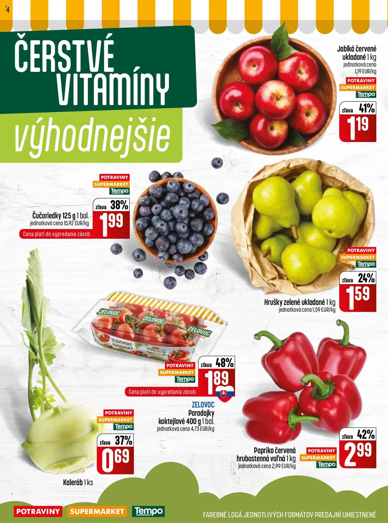 Nové COOP Jednota akcie – leták je platný od 14.05.2026 | Strana: 4 | Produkty: Paprika, Jablká, Paradajky, Hrušky
