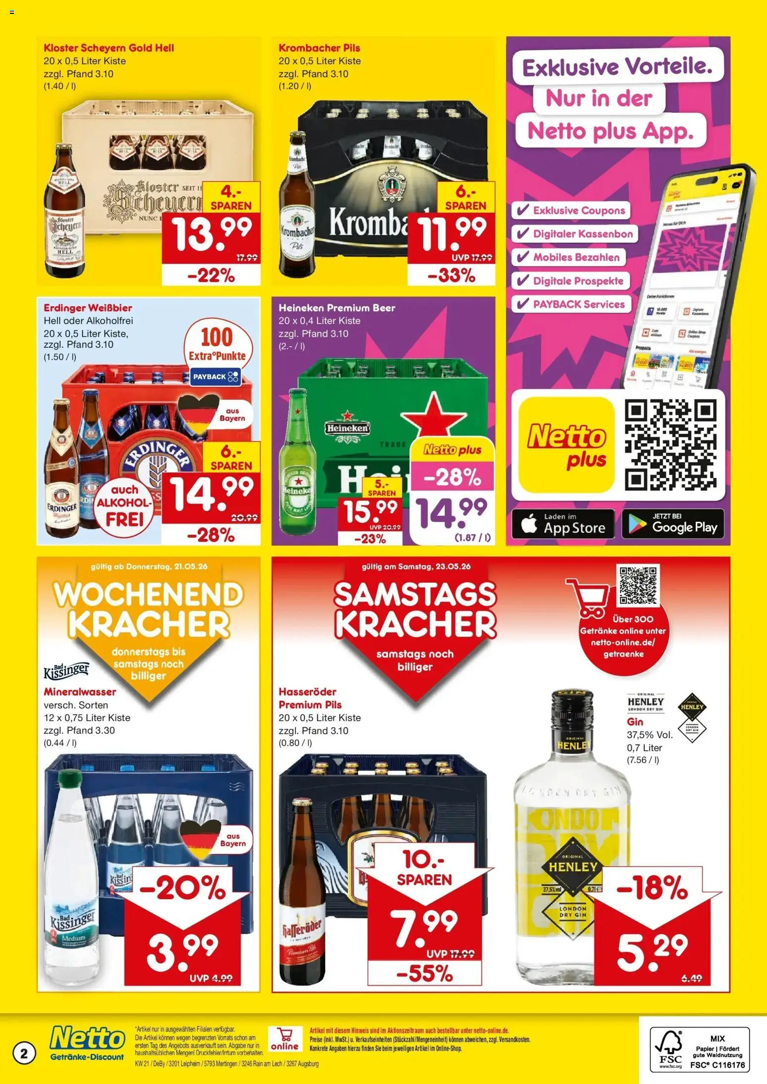 Netto Marken-Discount Prospekt Augsburg-Inningen	 – gültig ab 17.05.2026 | Seite: 2 | Produkte: Weißbier, Pils, Heineken, Krombacher