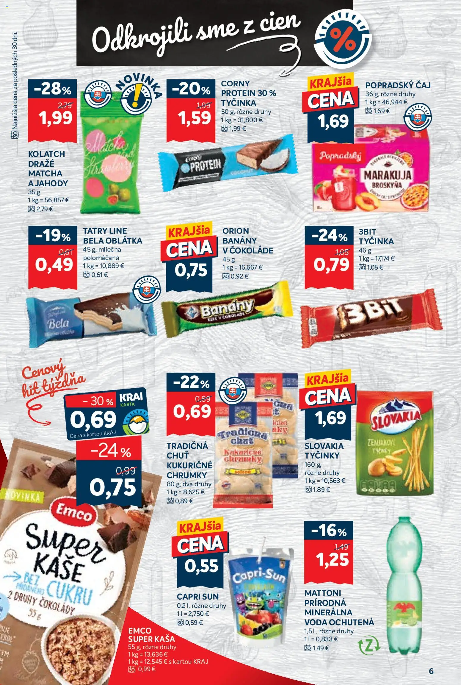 Nové Kraj akcie – leták je platný od 16.07.2026 | Strana: 10 | Produkty: Čaj, Protein, Jahody, Voda