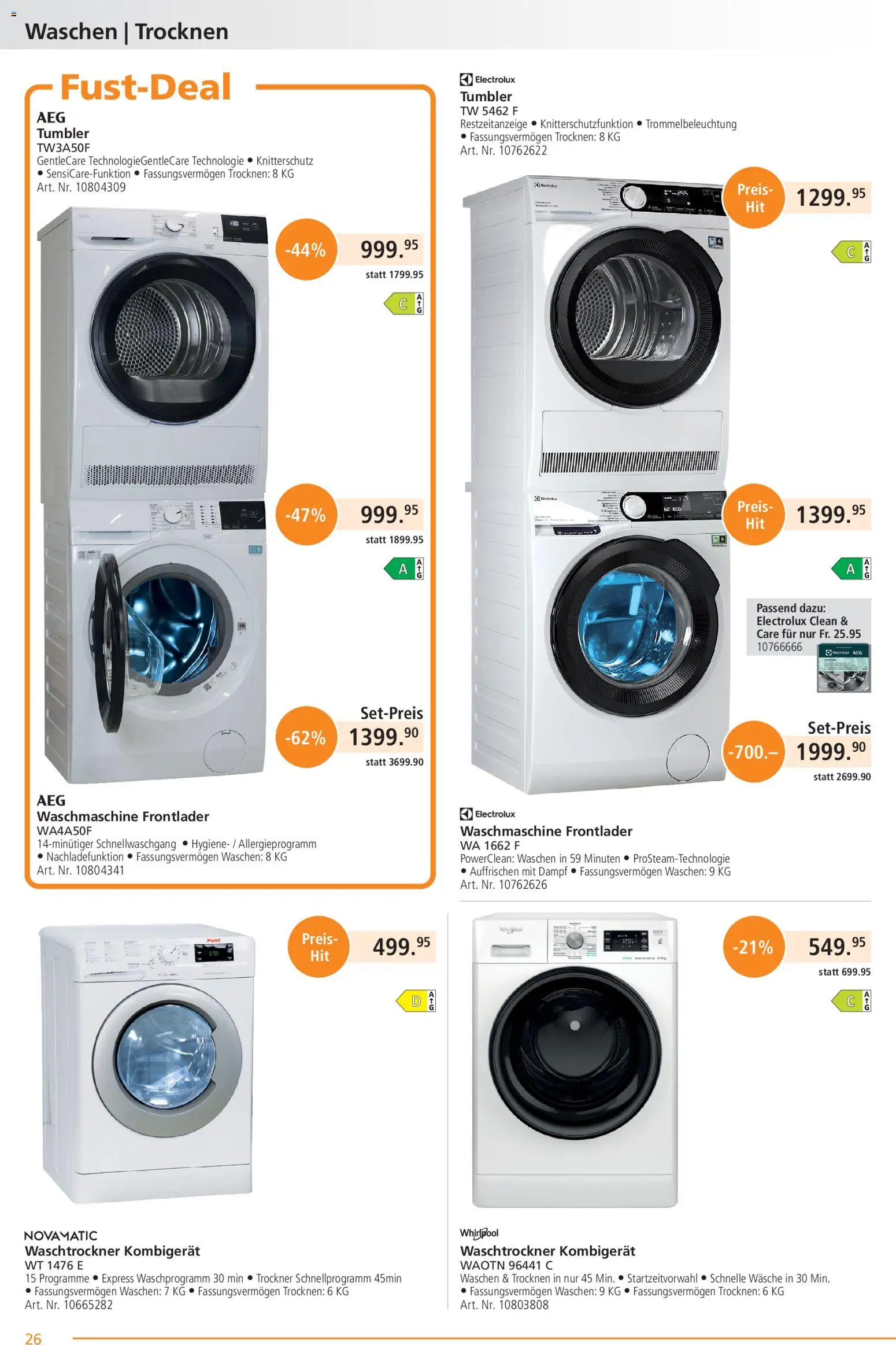 Fust aktionen – gültig ab 26.05.2026 | Seite: 26 | Produkte: AEG, Waschtrockner, Waschmaschine