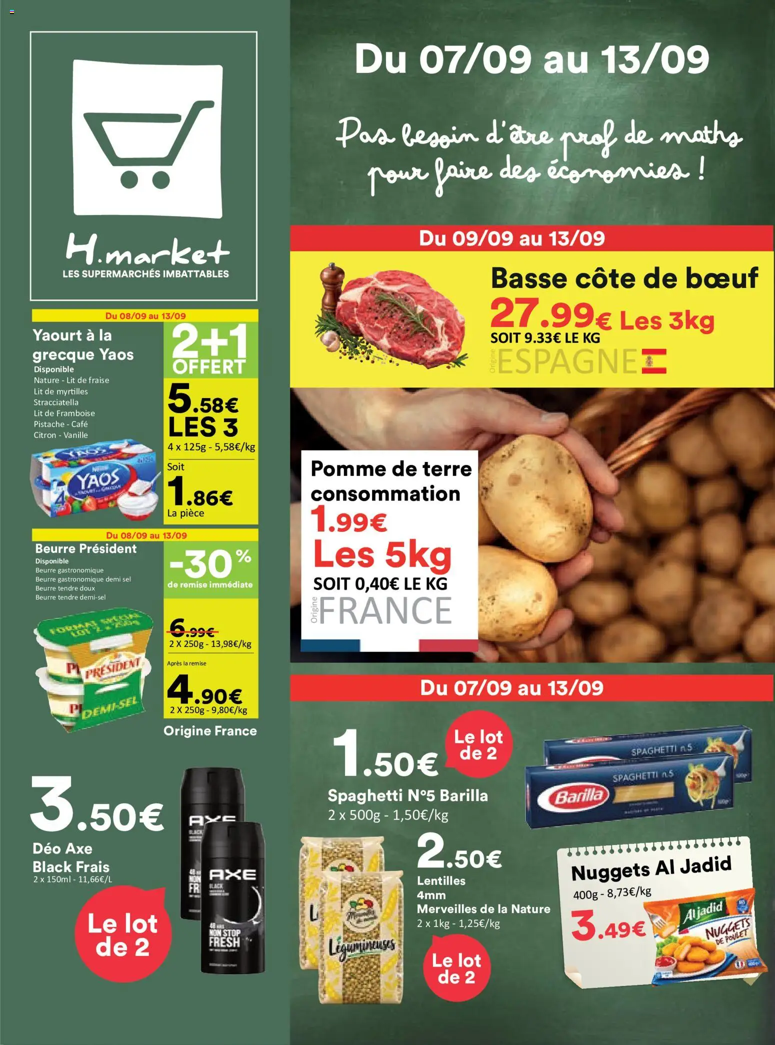 {H1} | Page: 1 | Produits: Lentilles, Myrtilles, Pomme de terre, Lit