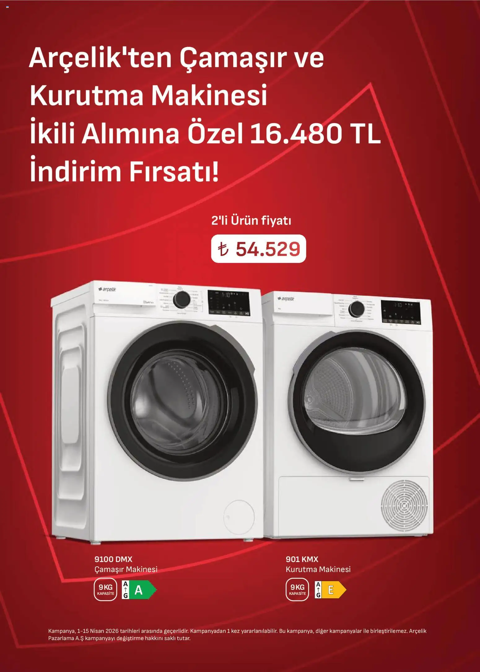 Arçelik Katalog - 01.04.2026 tarihinden itibaren geçerlidir | Sayfa: 24 | Ürünler: Kurutma makinesi, Çamaşır makinesi
