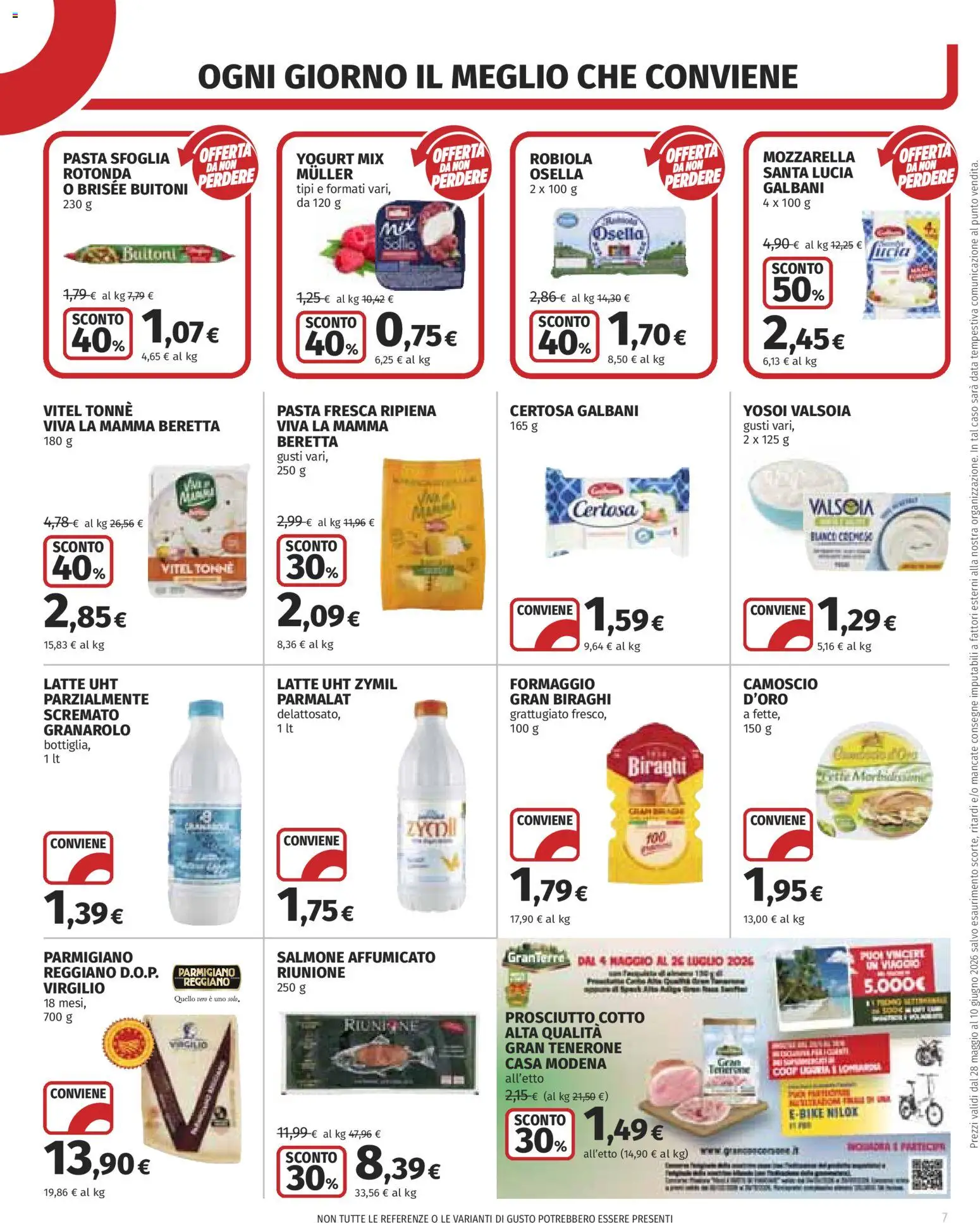 Volantino COOP del 28.05.2026 | Pagina: 7 | Prodotti: Prosciutto Cotto, Salmone, Mozzarella, Latte