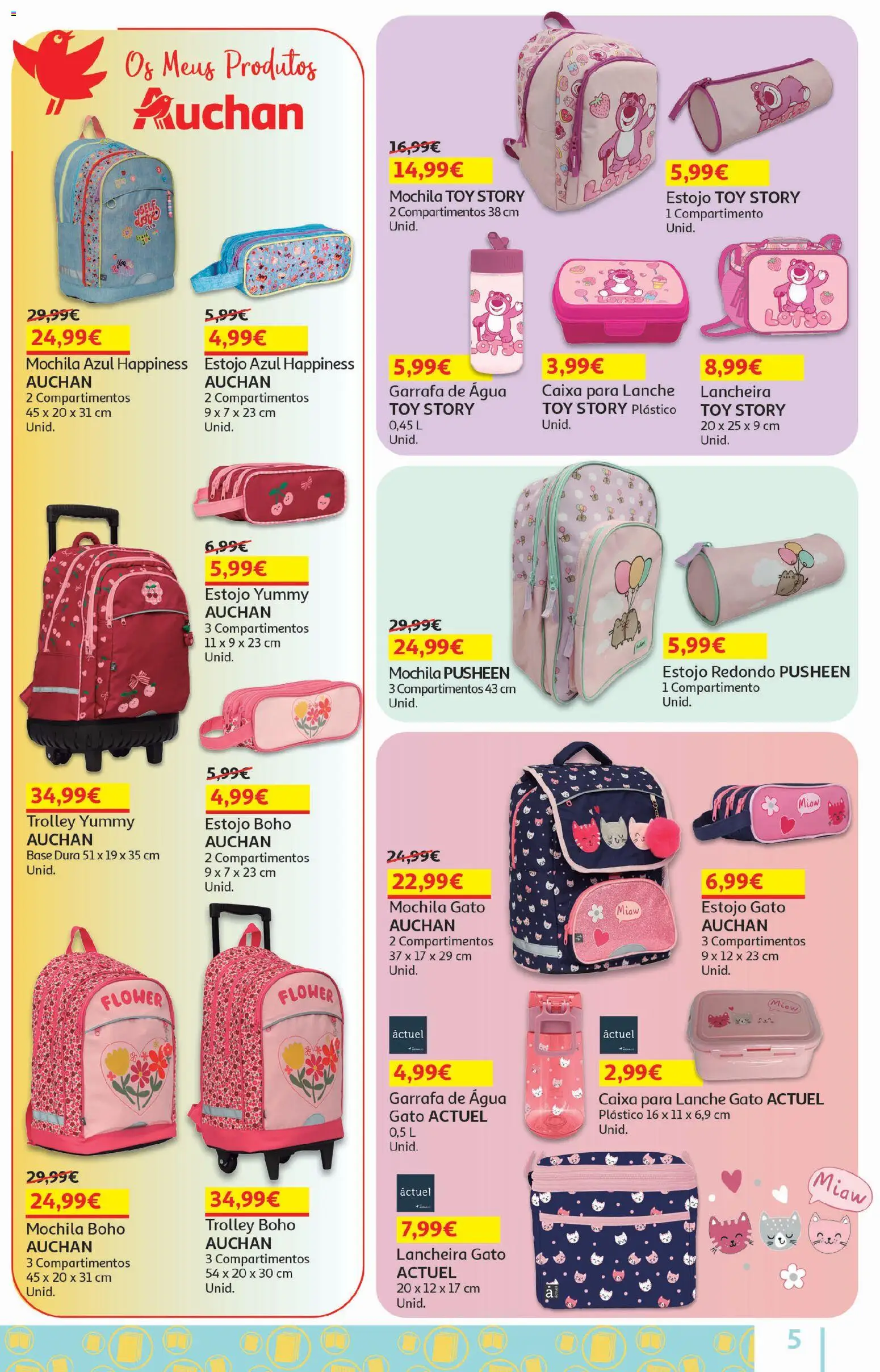 Auchan - Folheto Escolar │ válido de 05/08/2026 | Página: 5 | Produtos: Agua, Mochila, Base, Caixa