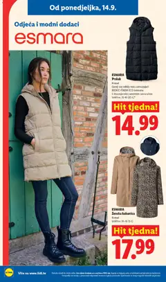 ESMARA Prsluk, Gornji sloj odbija vodu zahvaljujući BIONIC-FINISH ECO tretmanu S dvosmjernim patentnim zatvaračem Veličine: 32-46 (XS-L) - Pregled kataloga iz trgovine Lidl, vrijedi od 14.09.2026 | Stranica: 24 | Proizvodi: Odjeća, Prsluk