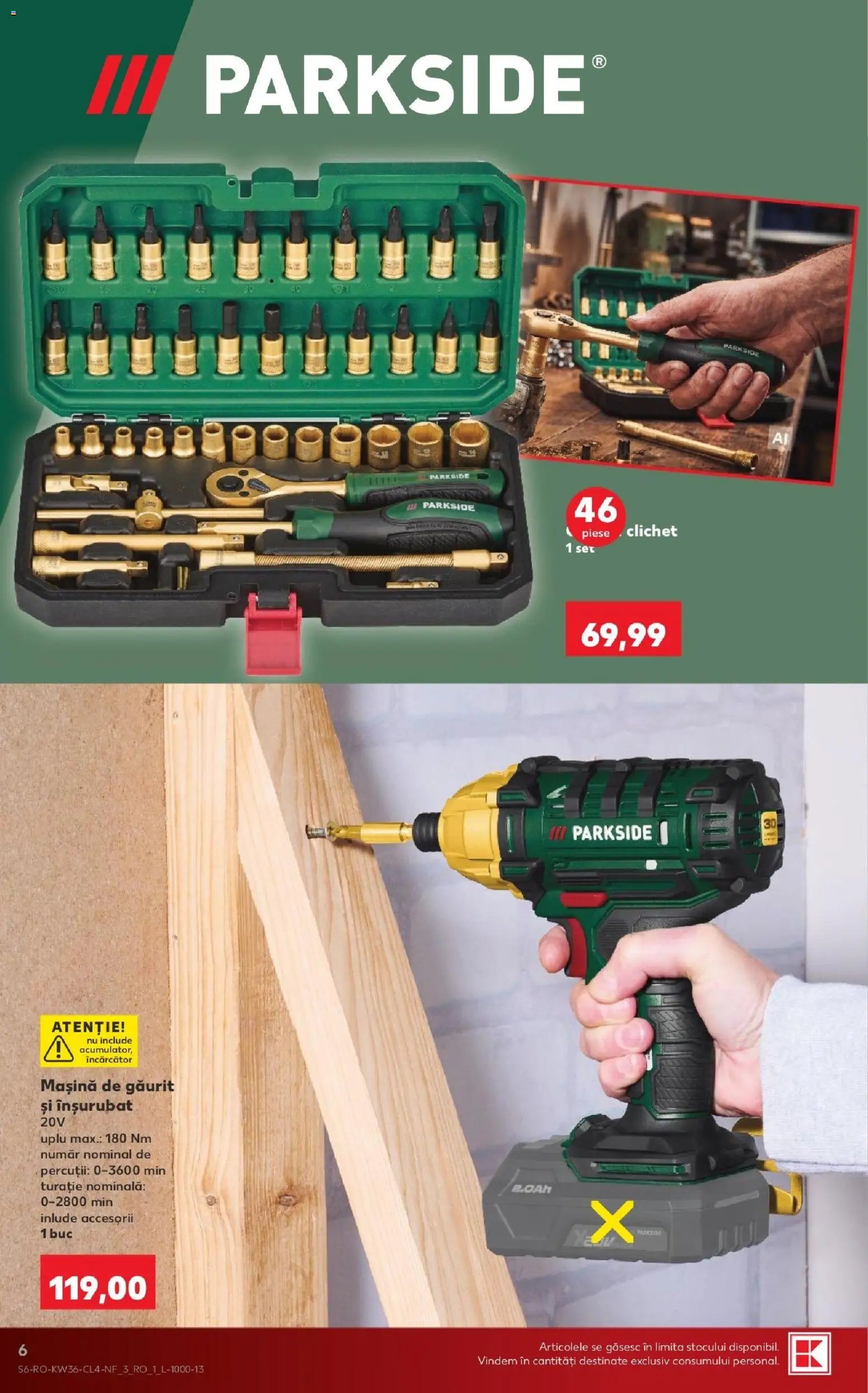 Noul catalog Kaufland – valabil de la 02.09.2026 | Pagină: 6 | Produse: Mașină de găurit, Încărcător, Parkside